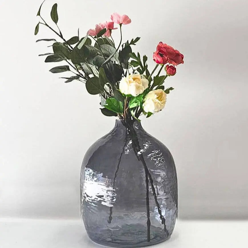 Hebron Handblown Hammered Glass Vases: Grey Creative Women Australia