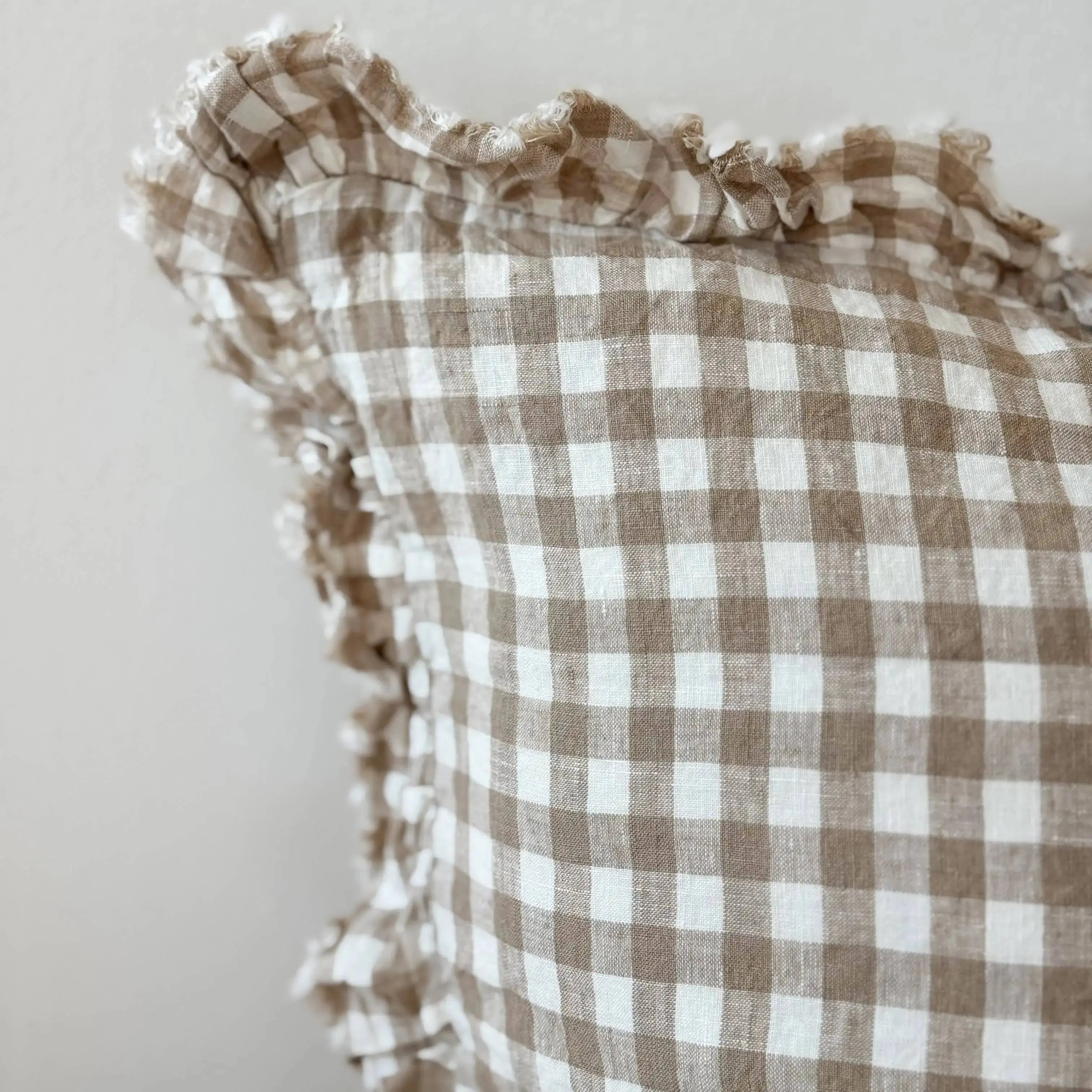 Hallie Light Brown Gingham Cushion Cover, 45x45cm: 45 x 45 cm Ellenvale Trade