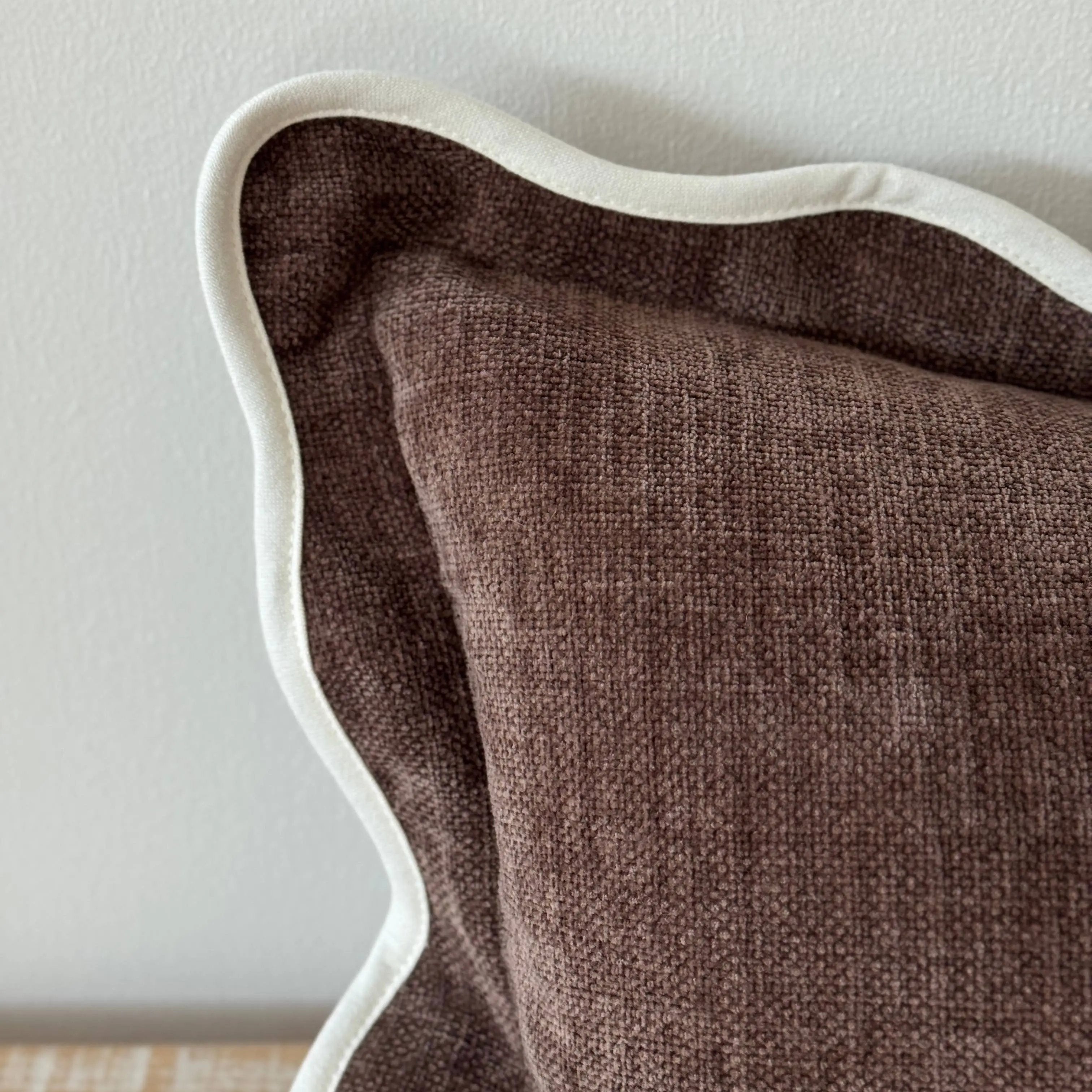 Chloe Dark Brown Scalloped Edge Cushion Cover 50x30 Ellenvale Trade