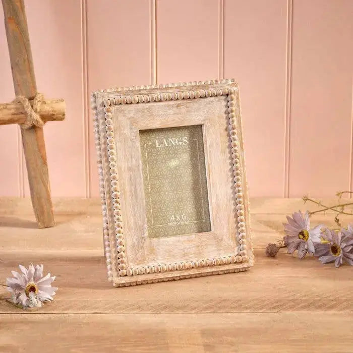 Rustic Mango Wood Beaded Small Photo Frame – 4×6 Langs
