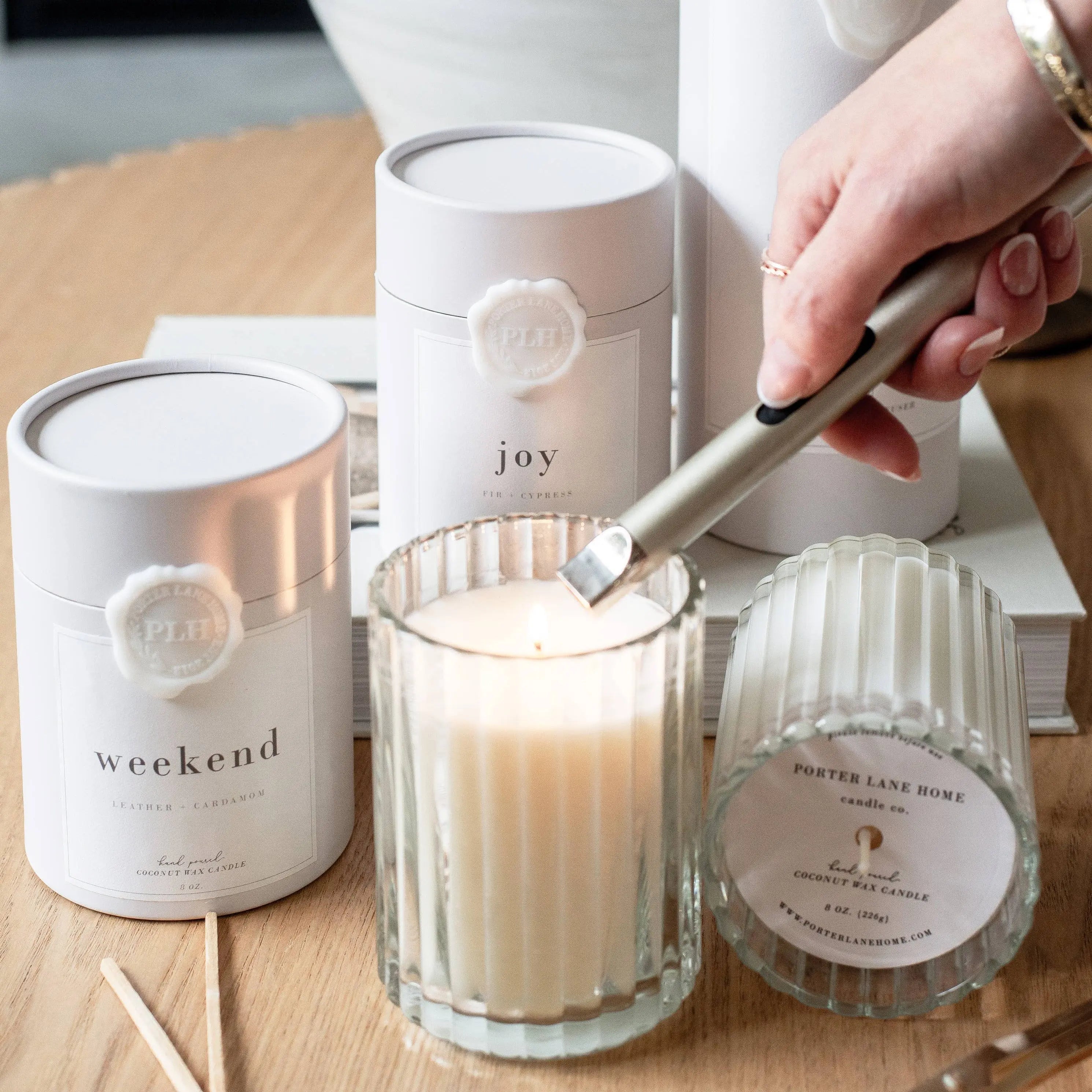 Amour | Amber + Rose Fluted Coconut Wax Candle Porter Lane Home