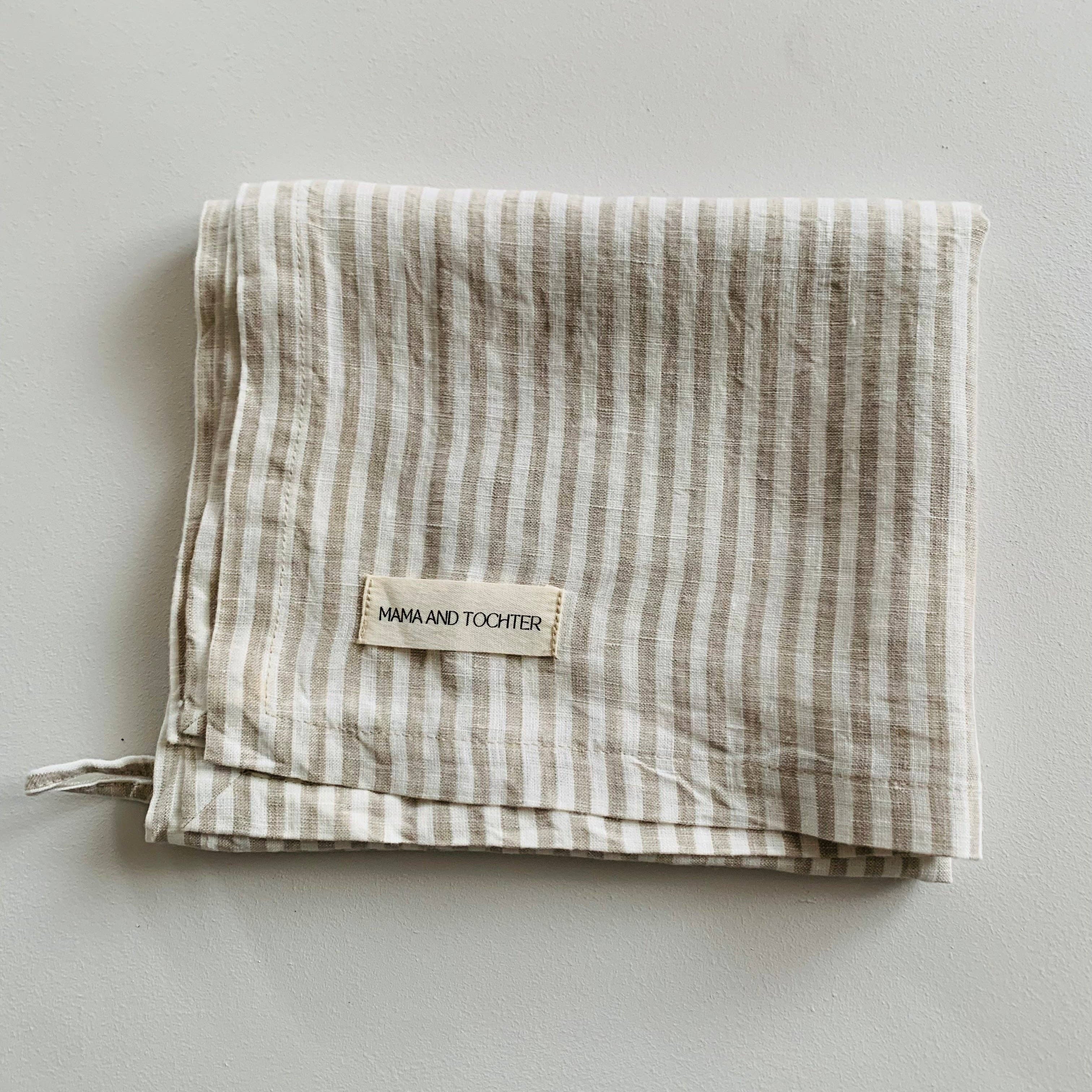Pure French Linen Tea Towel - Nature Stripes Mama and Tochter