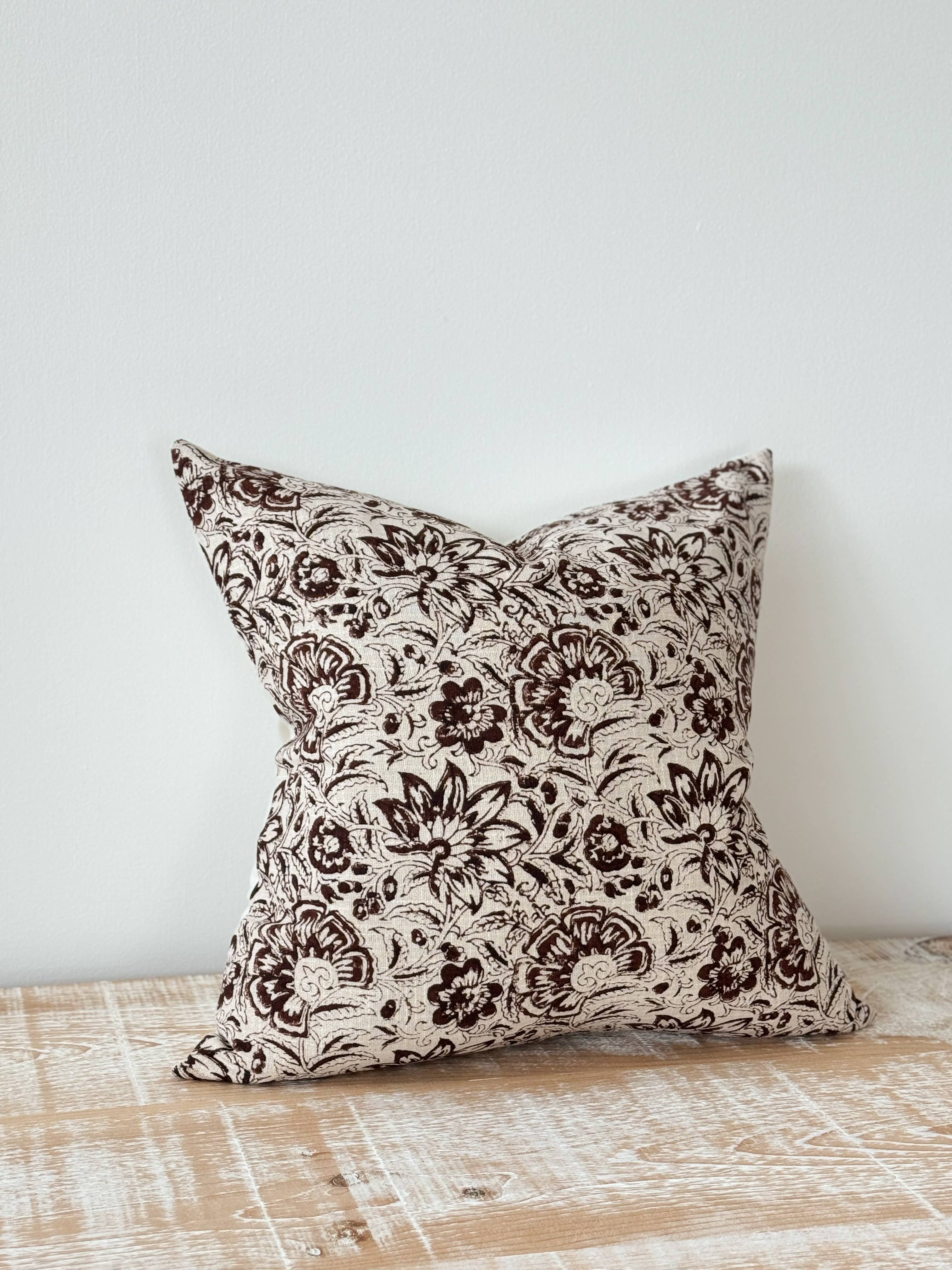 Ivy Dark Brown Print Cushion Cover 45cm × 45cm Ellenvale Trade