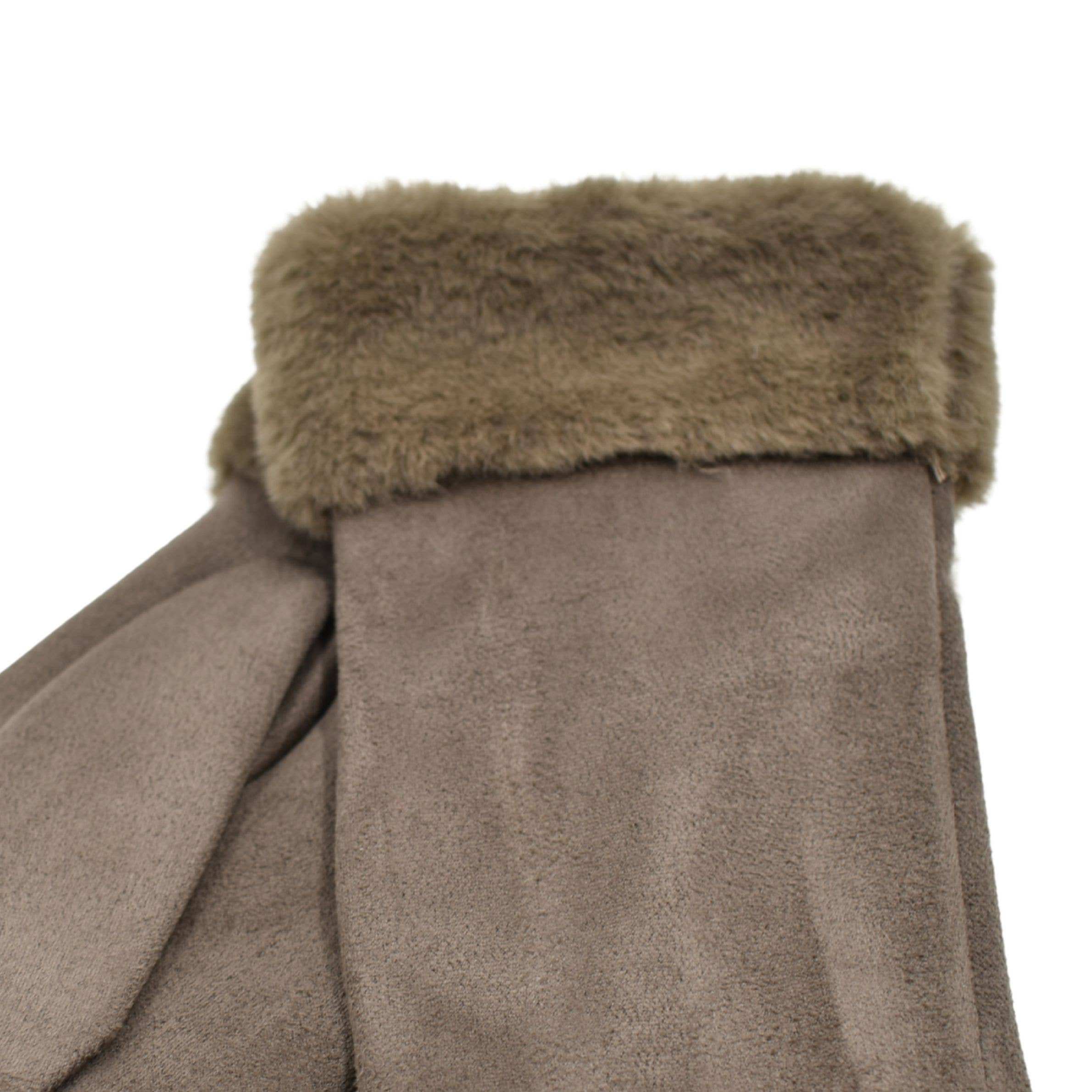 Faux Fur Cuff Gloves – Brown