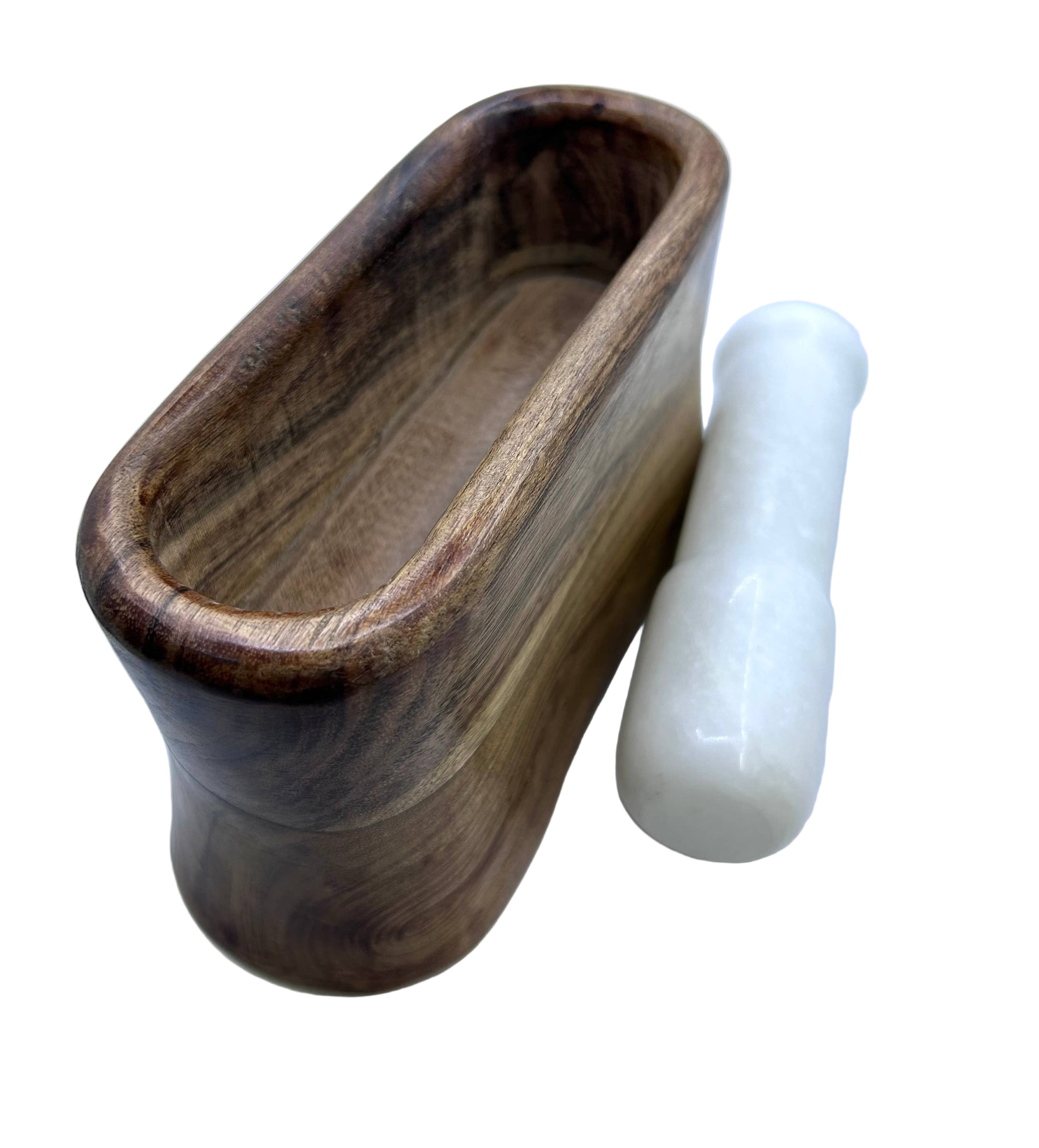 Gift Set - White Marble Mortar and Acacia Wooden Pestle Rich Home Linens