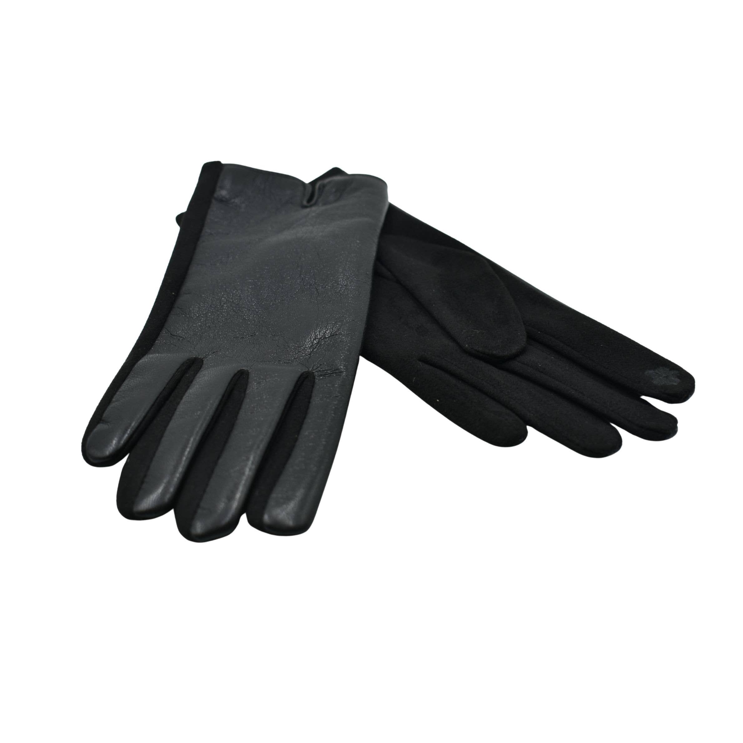 Faux Leather Gloves – Black