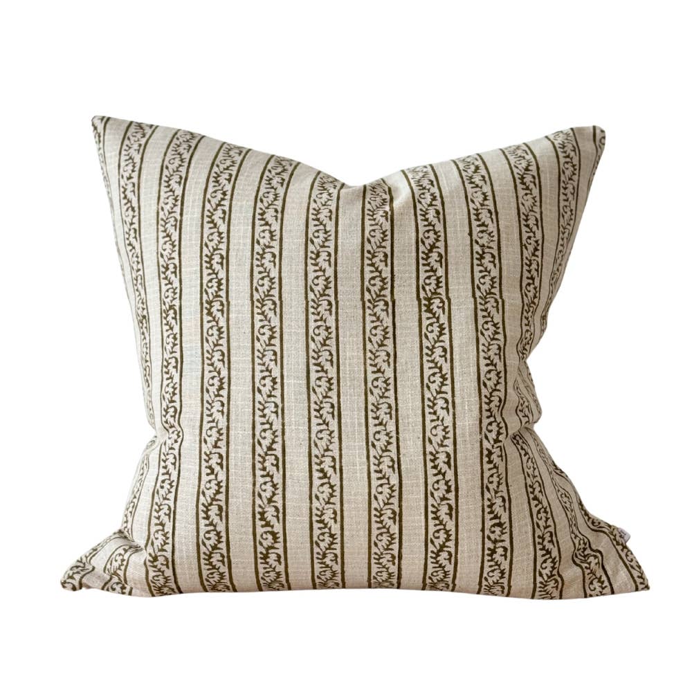 Ivy Olive Stripe Cushion Cover – 45 × 45 cm