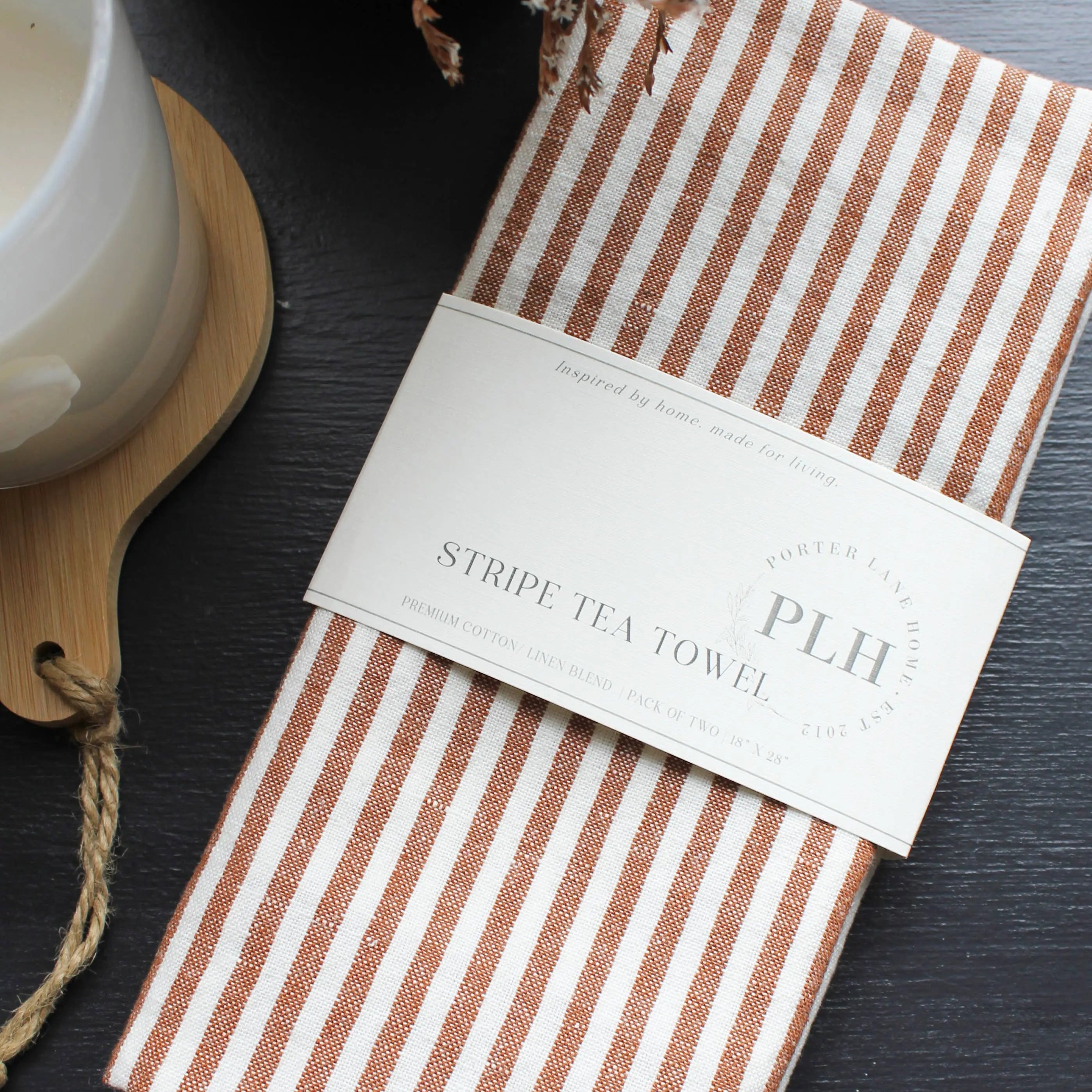 Stripe Tea Towel Set – Rust (2 Pack)