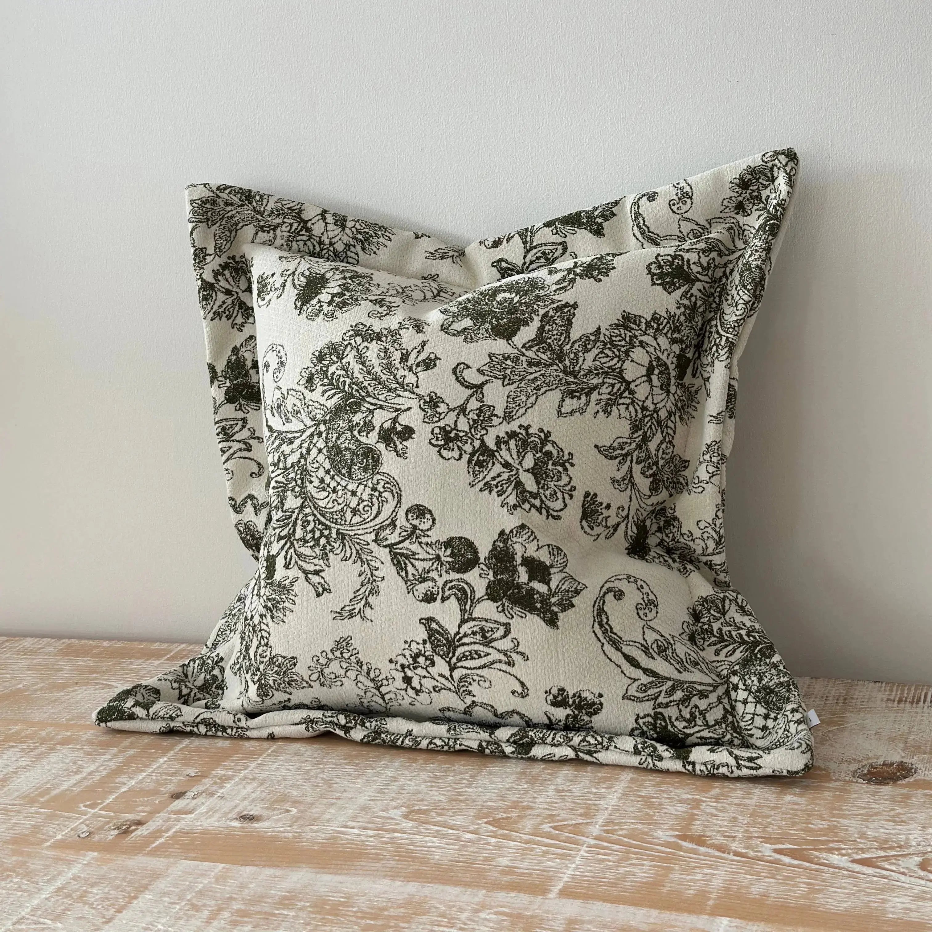 Eve Olive Floral Print Cushion Cover - 45x45cm Ellenvale Trade