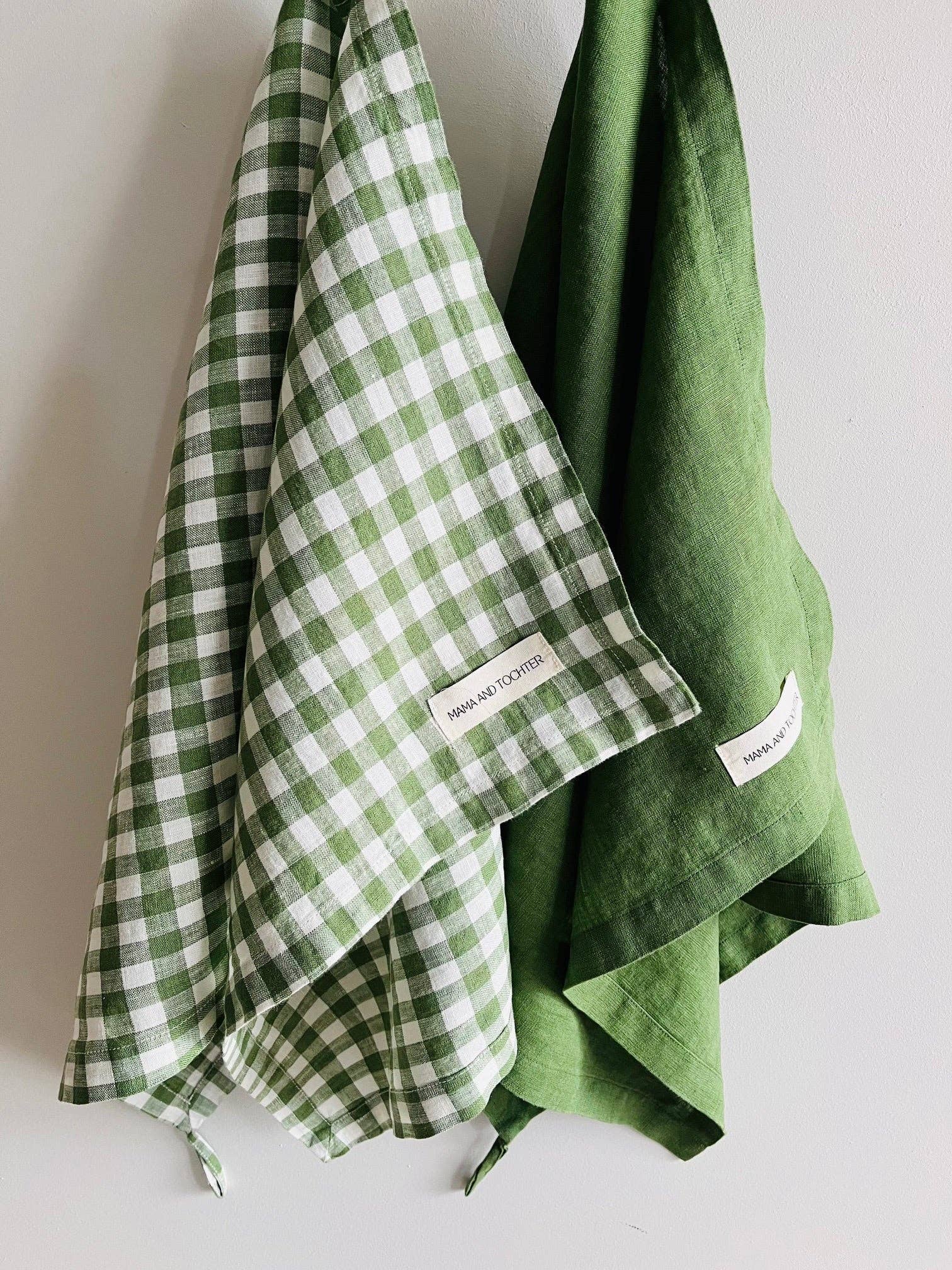 Pure French Linen Tea Towel - Celtic Gingham Mama and Tochter