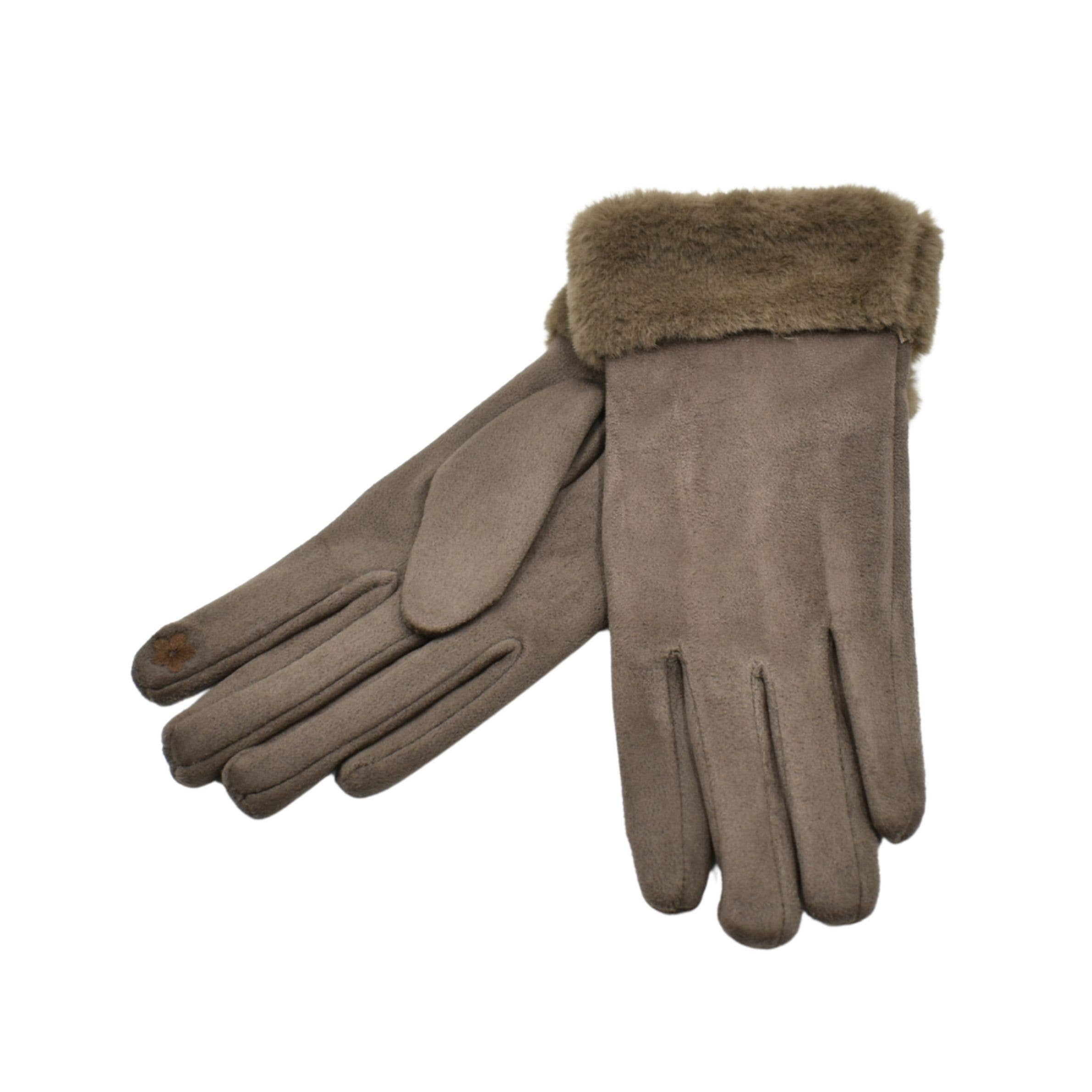 Faux Fur Cuff Gloves – Brown