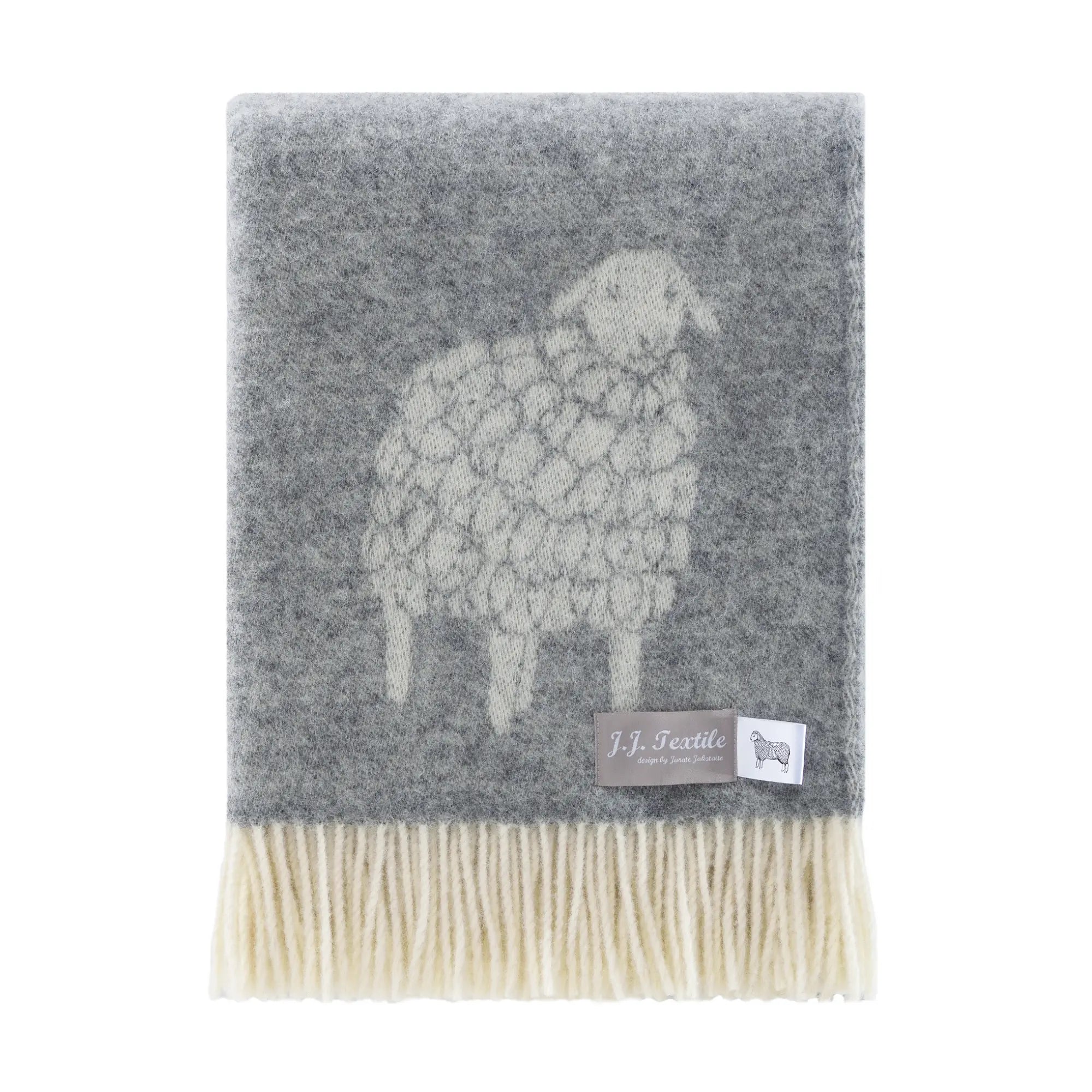 Sheep Mima Soft Grey Pure Wool Throw JJ Textile