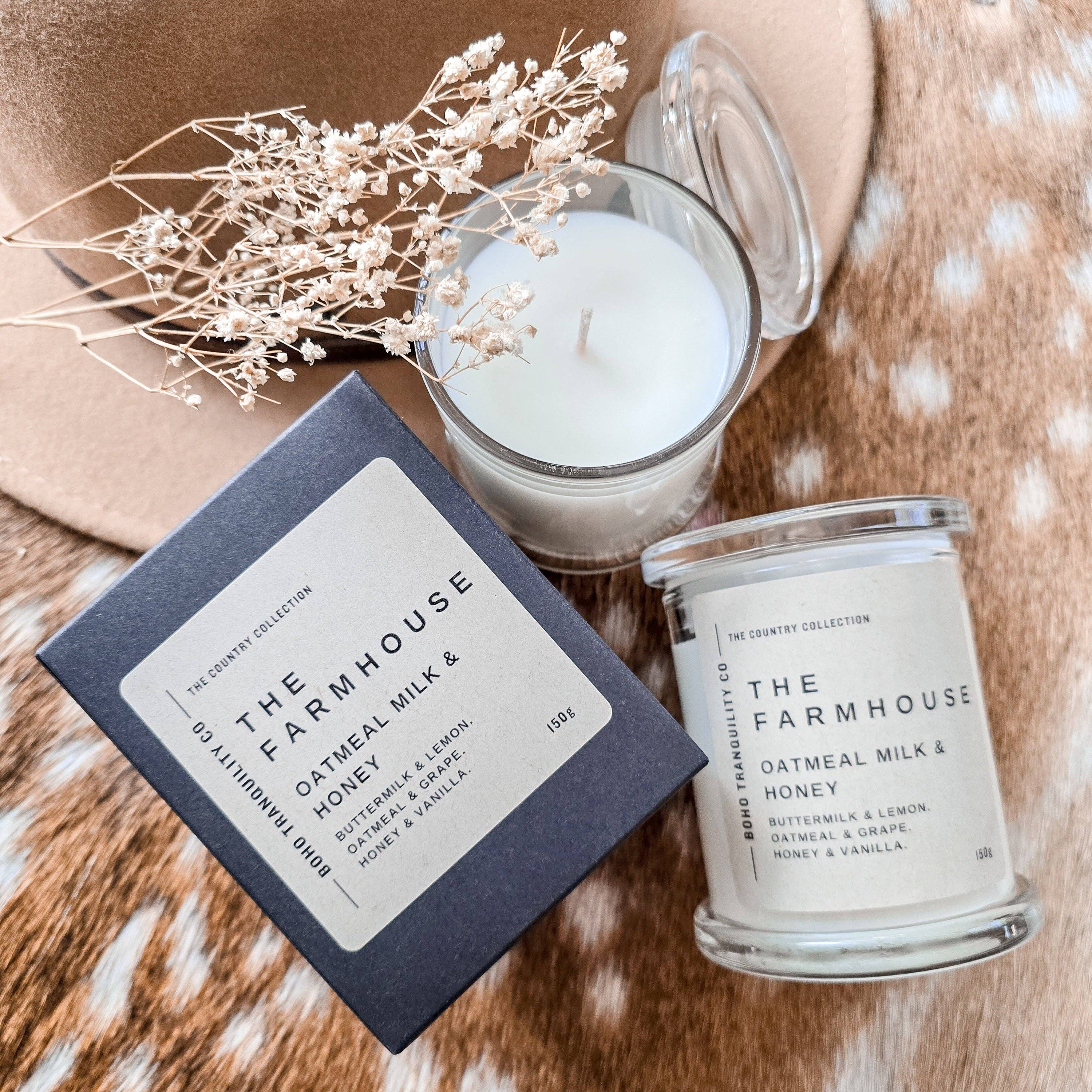 THE COUNTRY COLLECTION: THE FARMHOUSE - 150G GLASS CANDLE Boho Tranquility Co