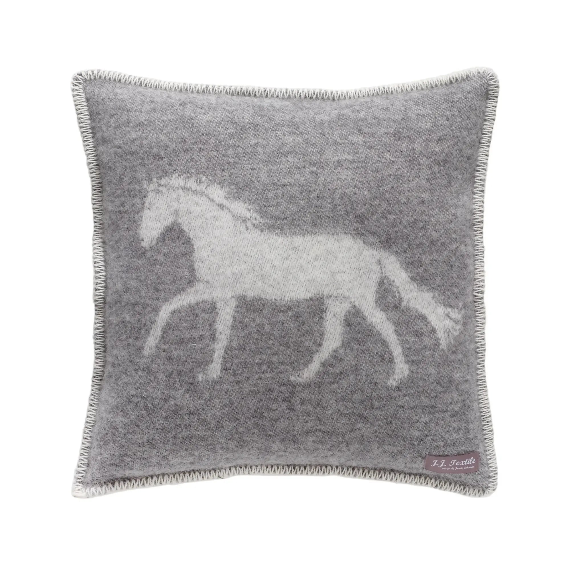 Horse Soft Grey Pure Wool Cushion Covers JJ Textile