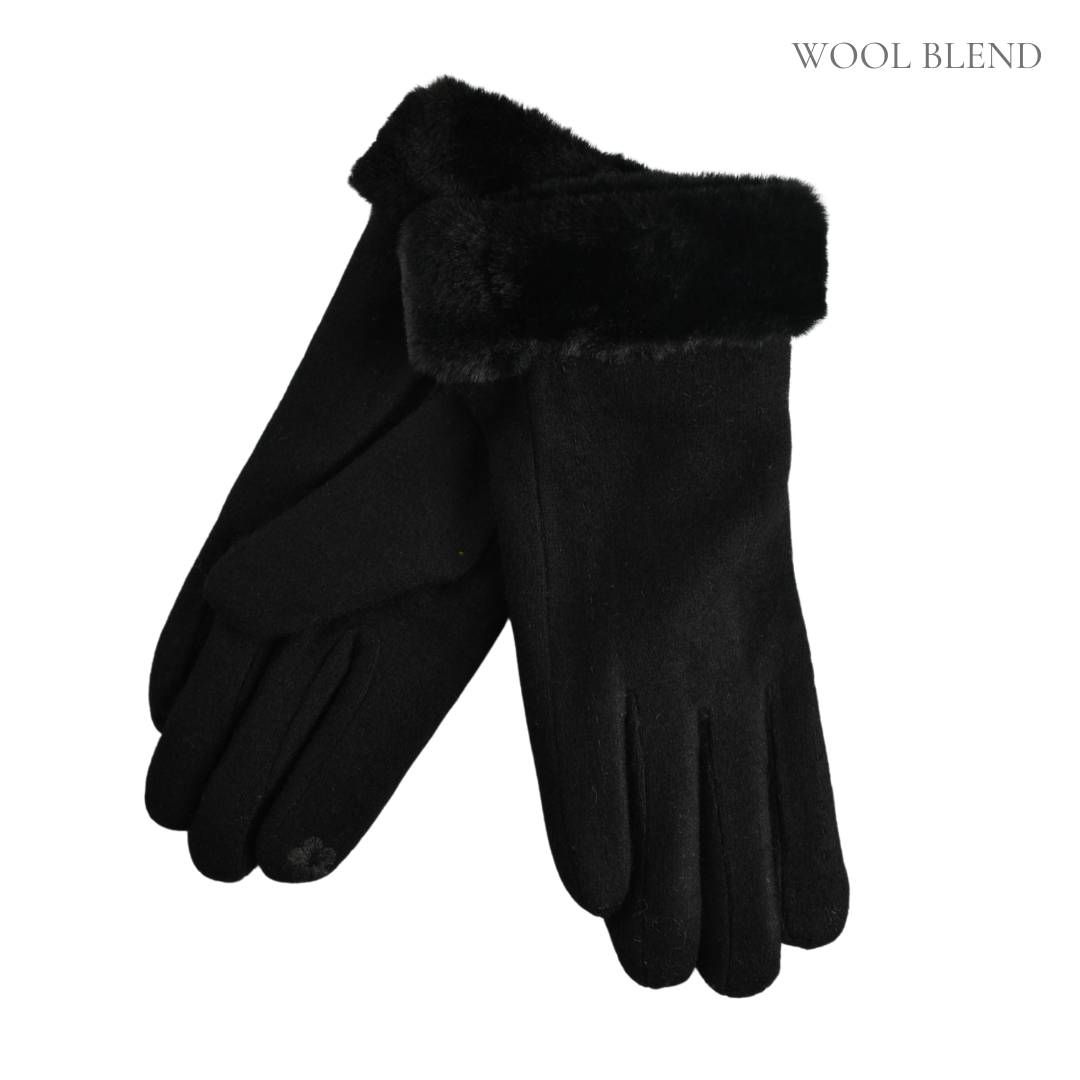 Stitching Double Layer Gloves – Black