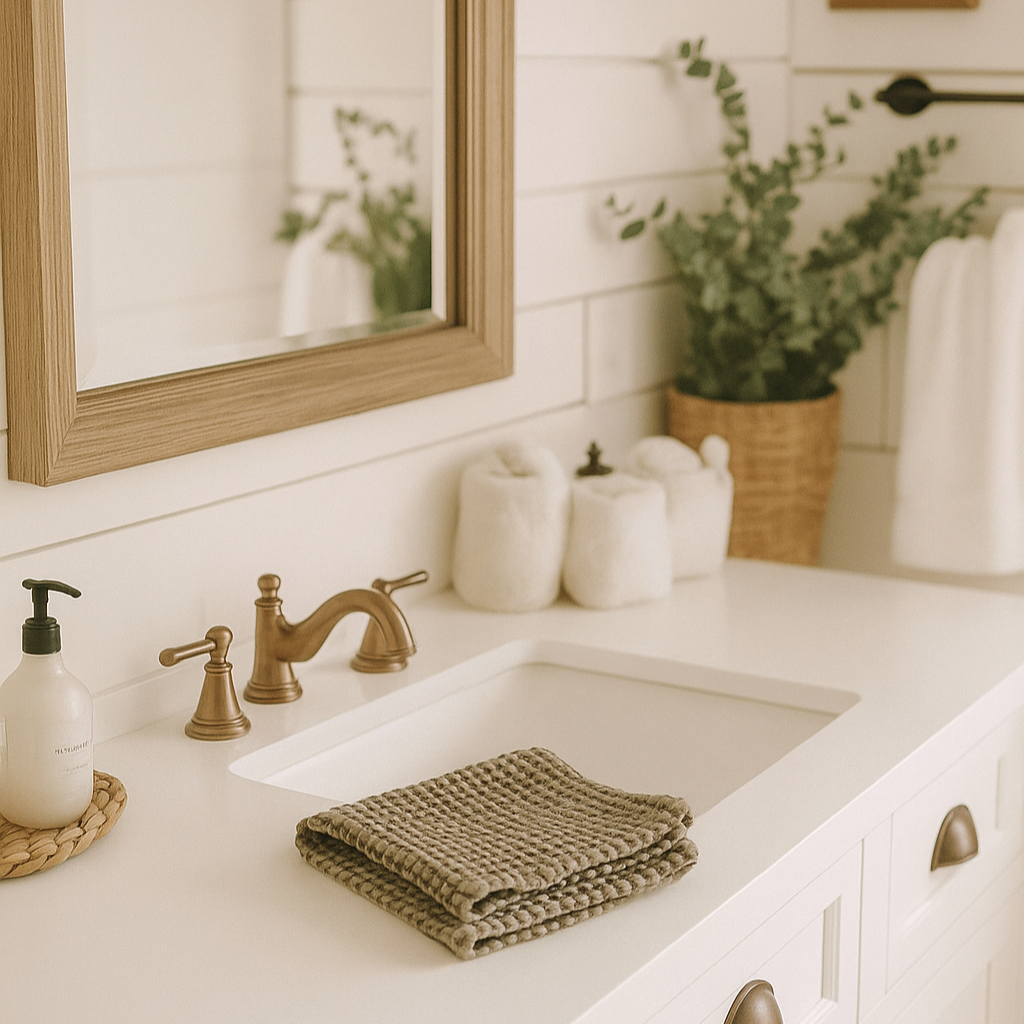 100% Organic Cotton Rustic Waffle Face Cloth - Khaki Mama and Tochter