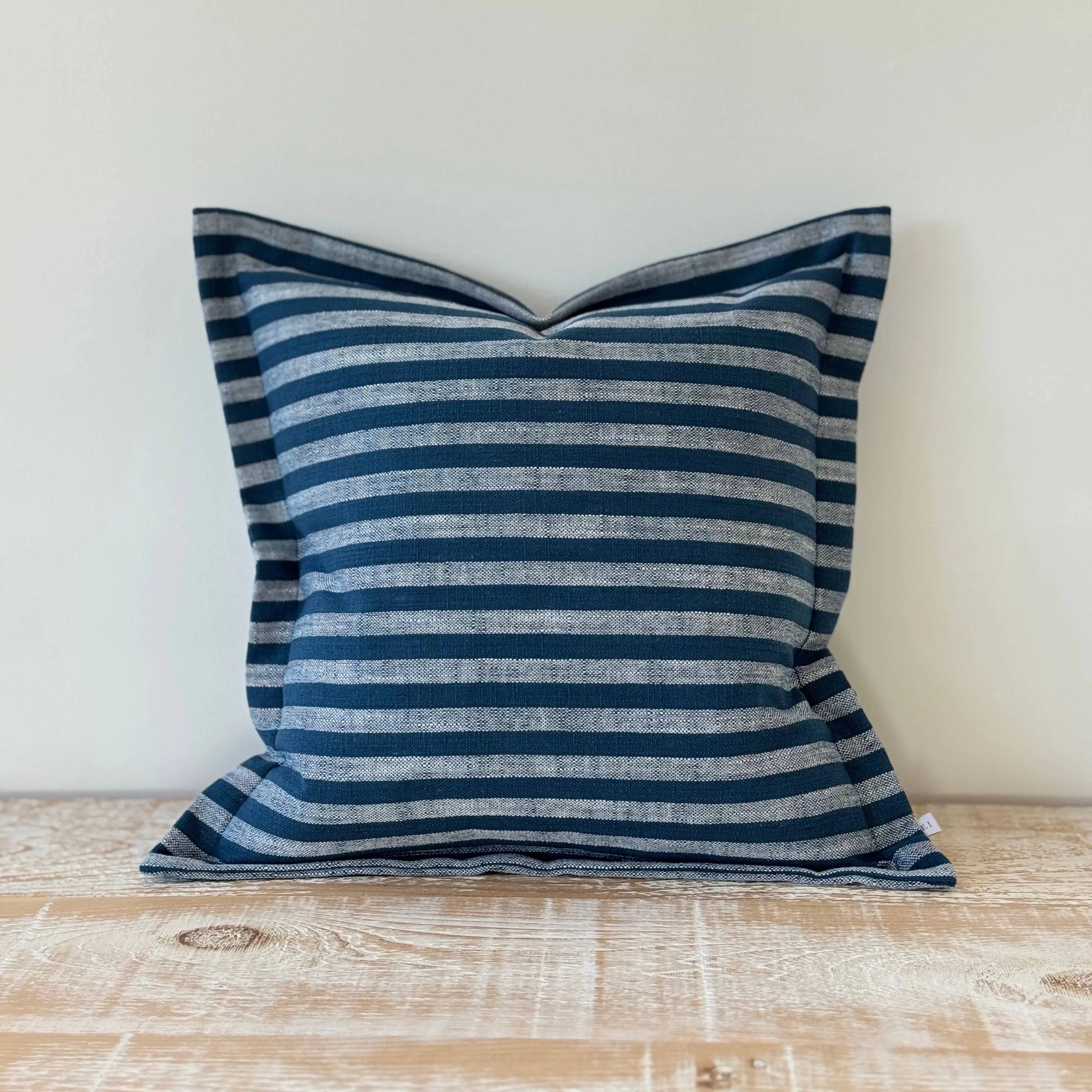 Vienna Navy Stripe Flanged Edge Cushion Cover – 45 × 45 cm Ellenvale Trade