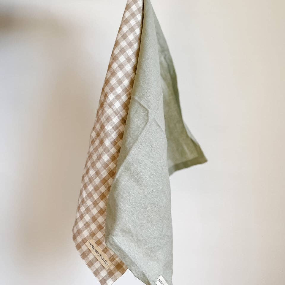 Pure French Linen Tea Towel - Pistachio Mama and Tochter
