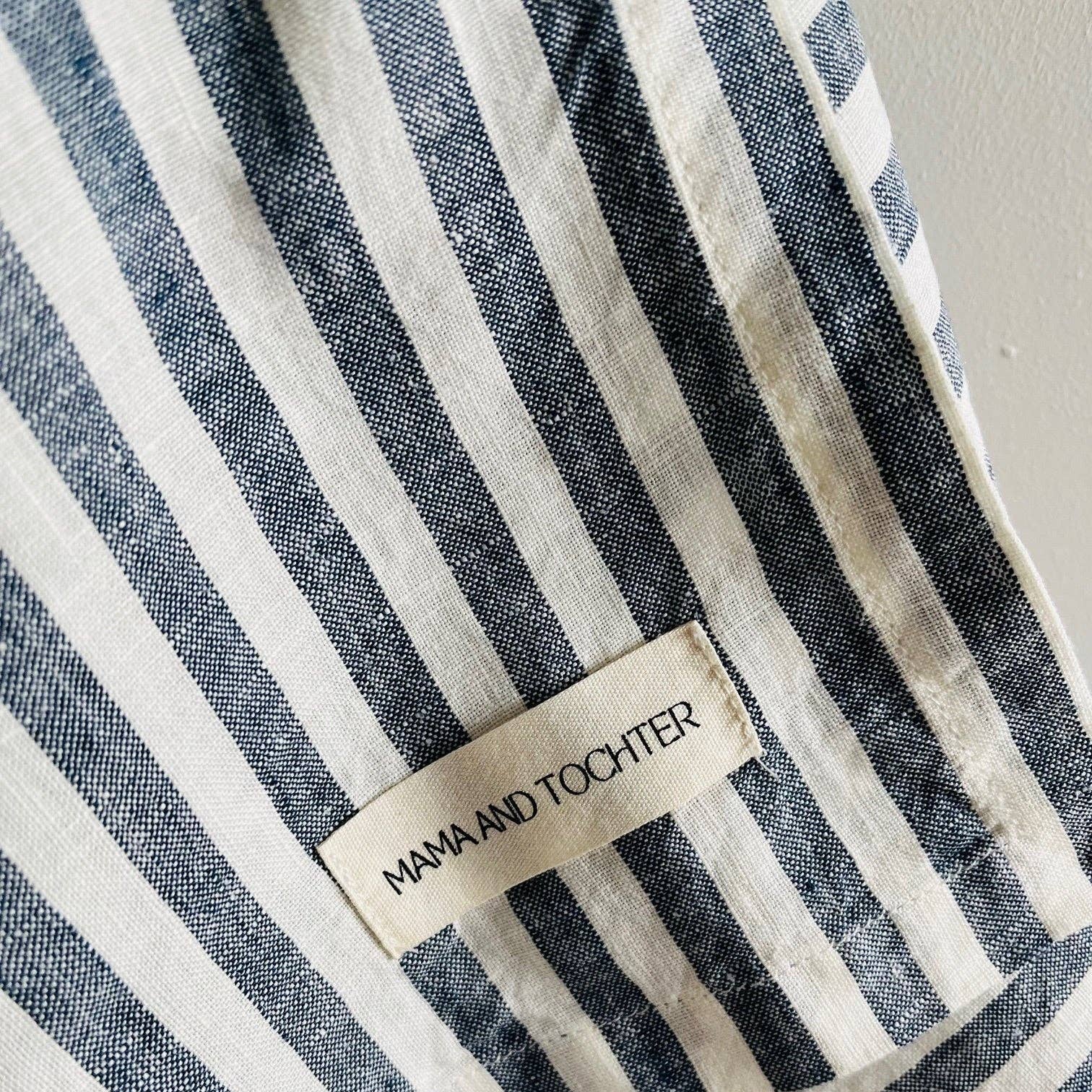 Pure French Linen Tea Towel - Navy Stripe Mama and Tochter