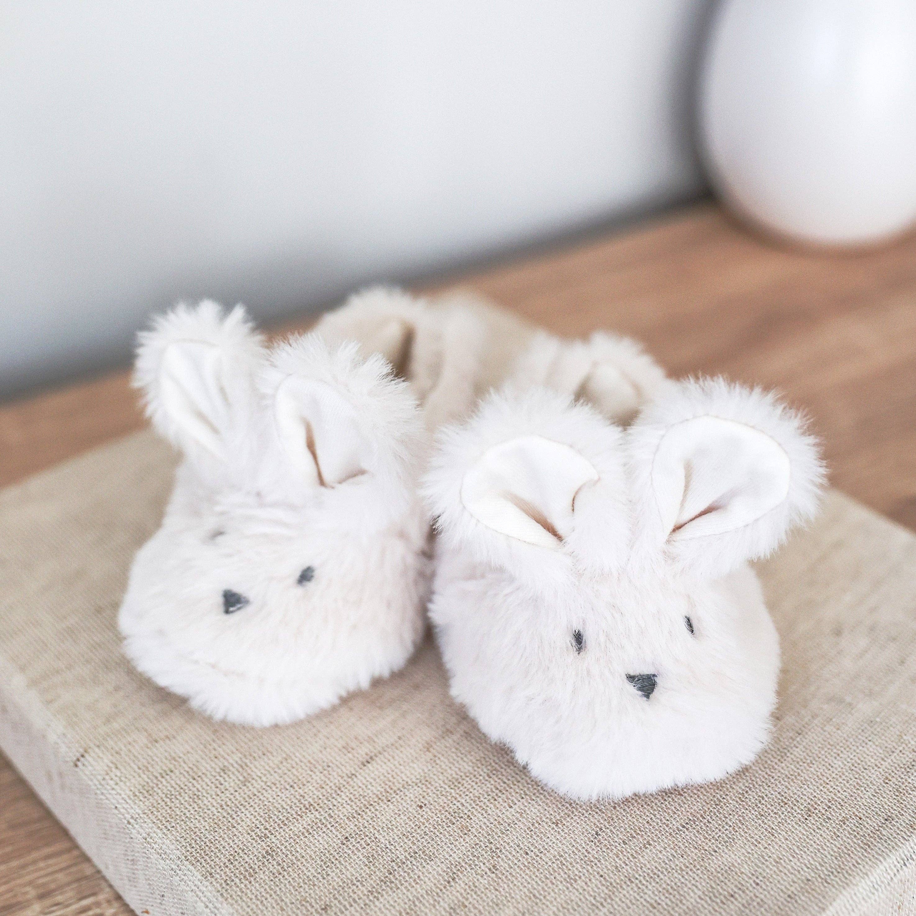 NEW! Luxe Bunny Booties – Ivory (0–9 Months)