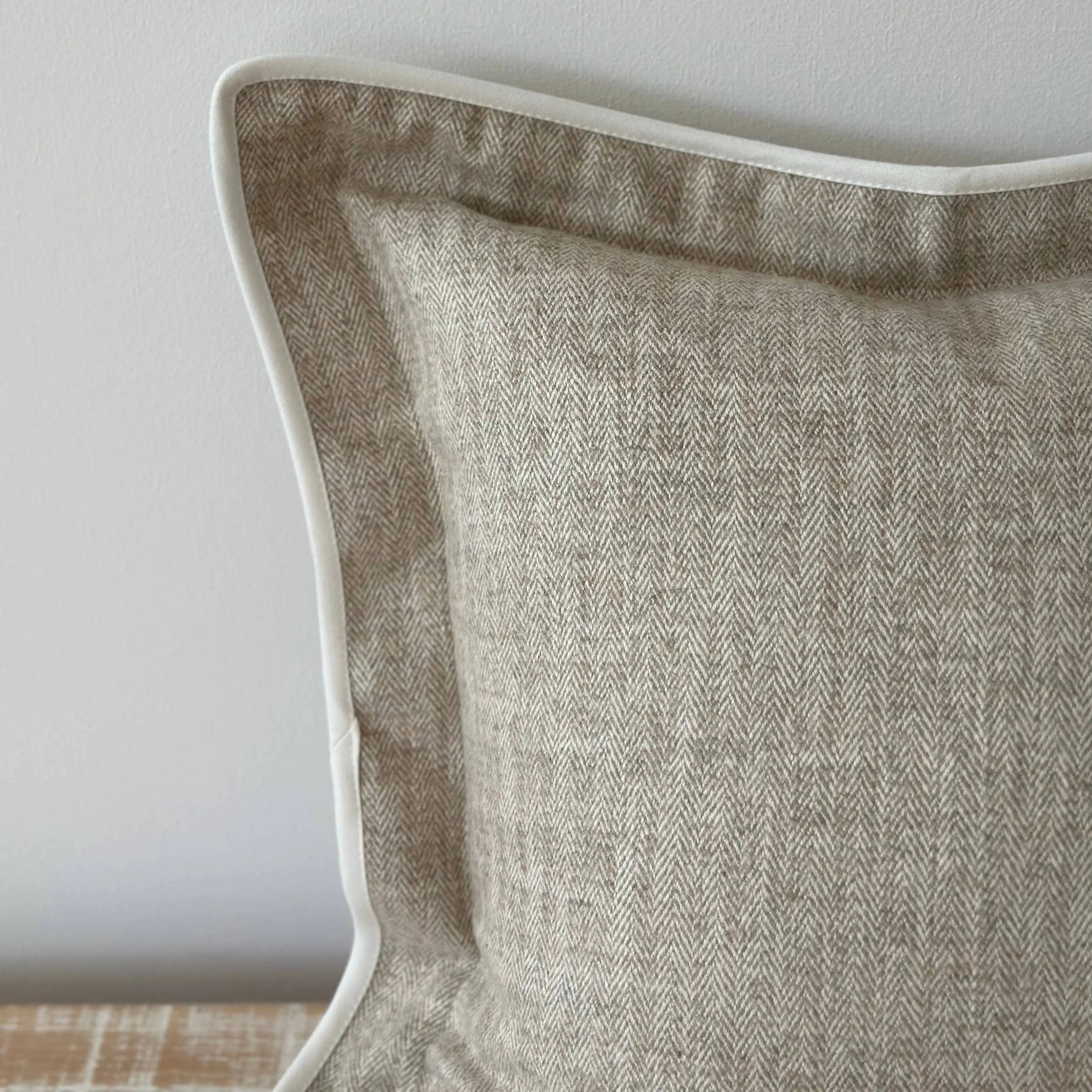 Tia Beige Herringbone Cushion Cover 45 x 45 cm Ellenvale Trade