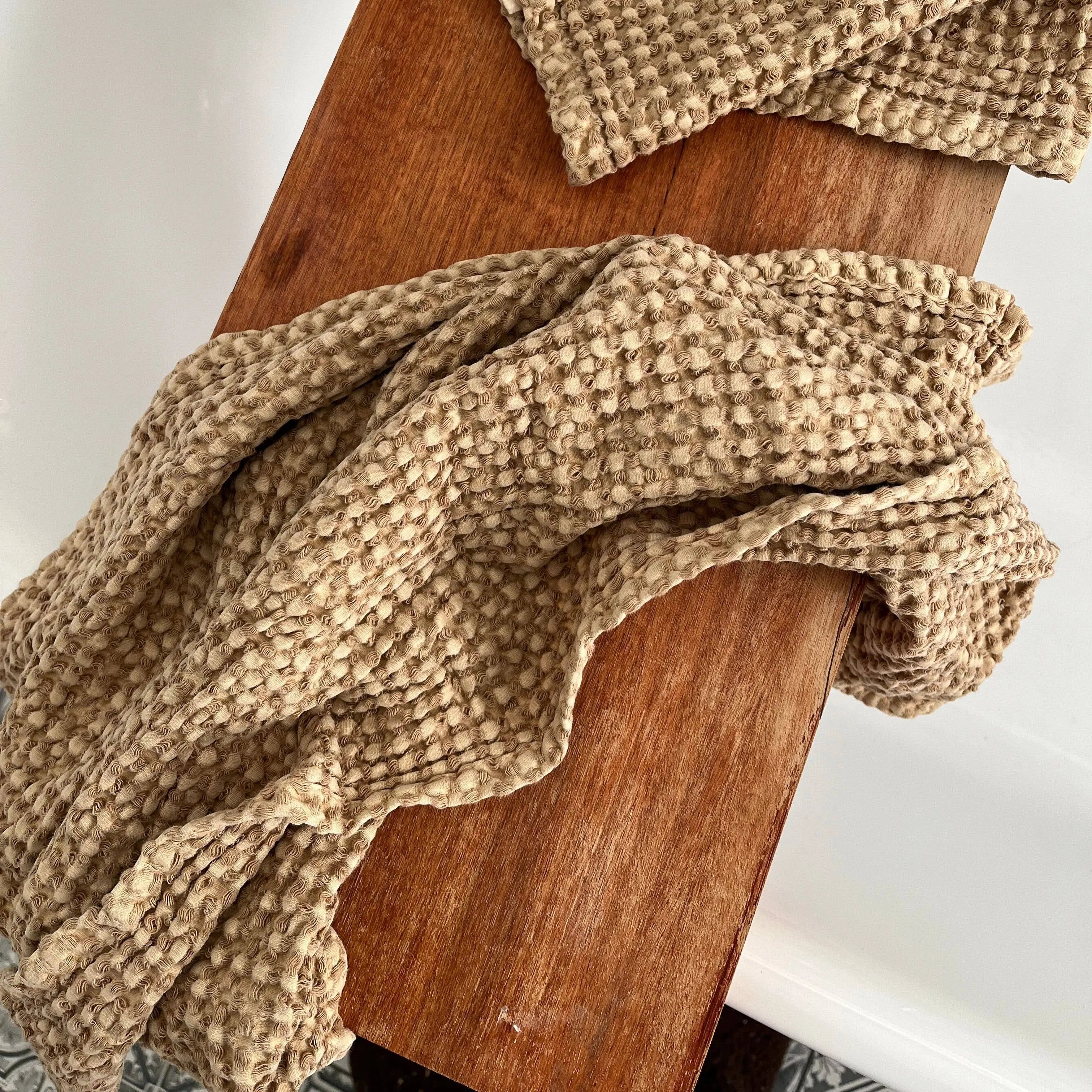 100% Organic Cotton Rustic Waffle Tea/Hand Towel – Light Rust Mama and Tochter