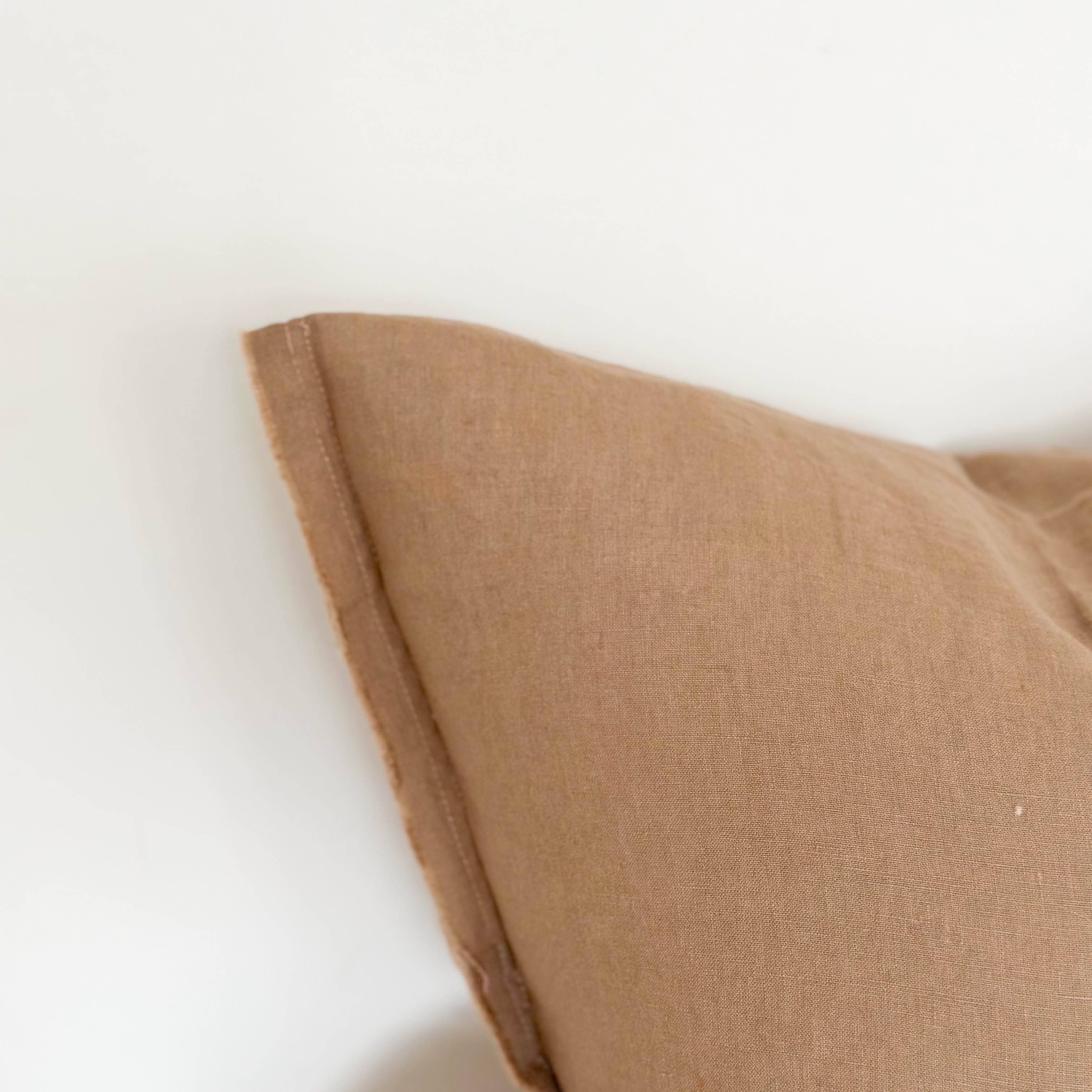 Esmee Linen Cushion Cover – Frayed Edge Coffee: 45 x 45 cm Ellenvale Trade