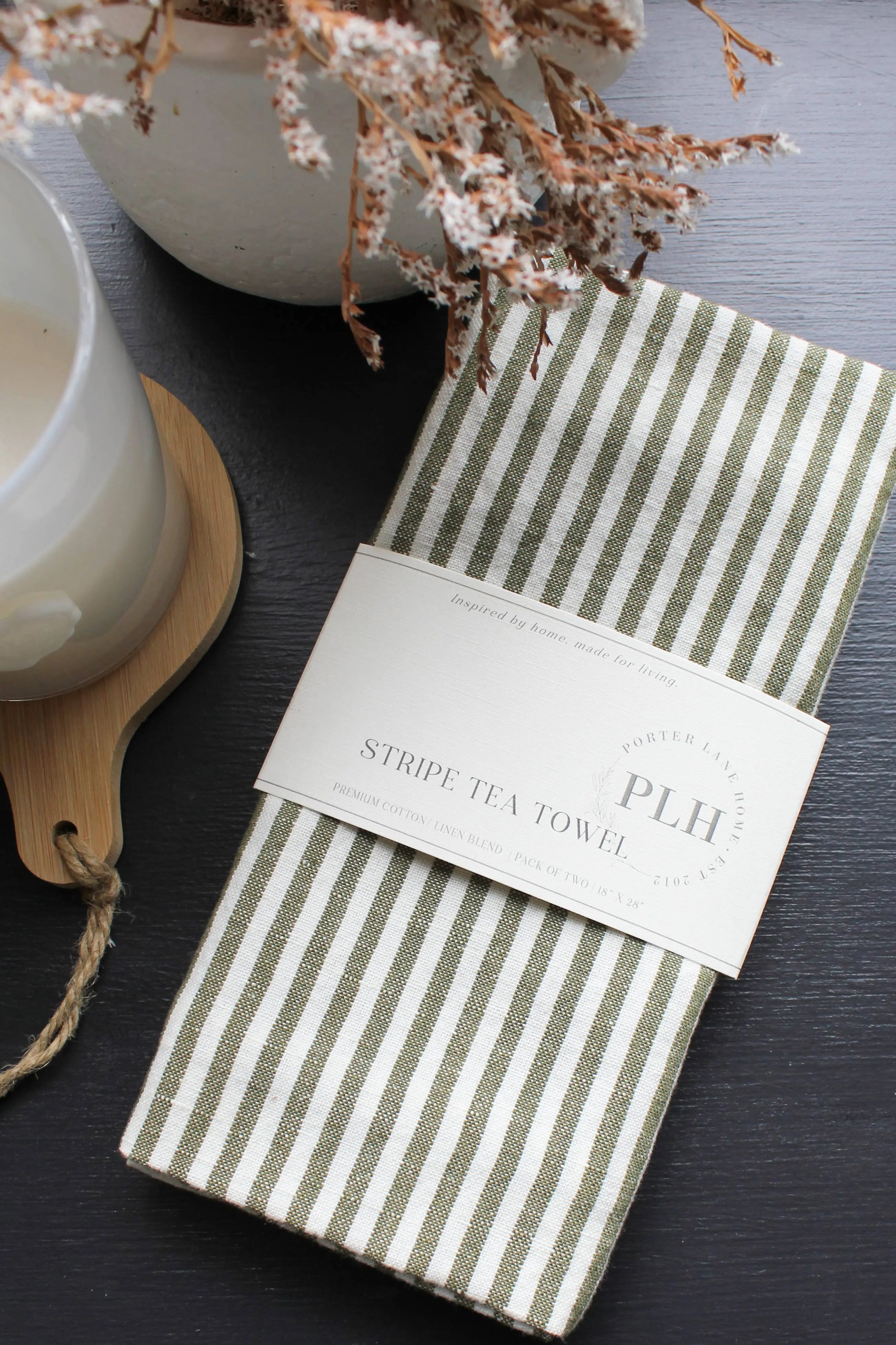 Stripe Tea Towel Set – Green (2 Pack) Porter Lane Home