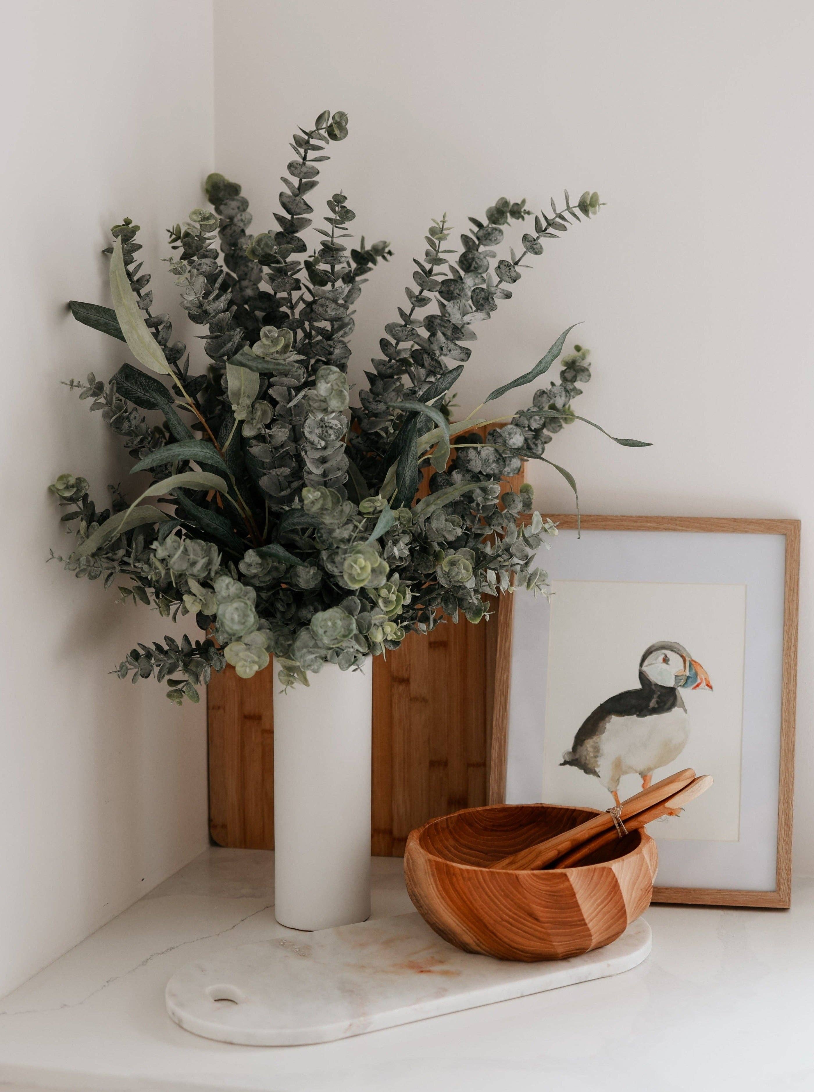 Eucalyptus Arrangement in Narrow White Vase