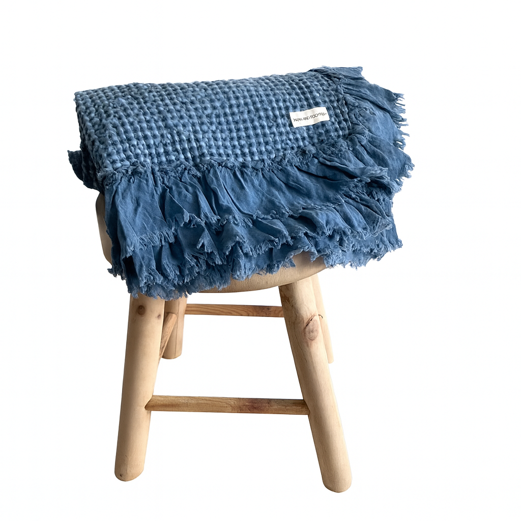 Organic Cotton Rustic Waffle Throw Blanket - Blue Mama and Tochter