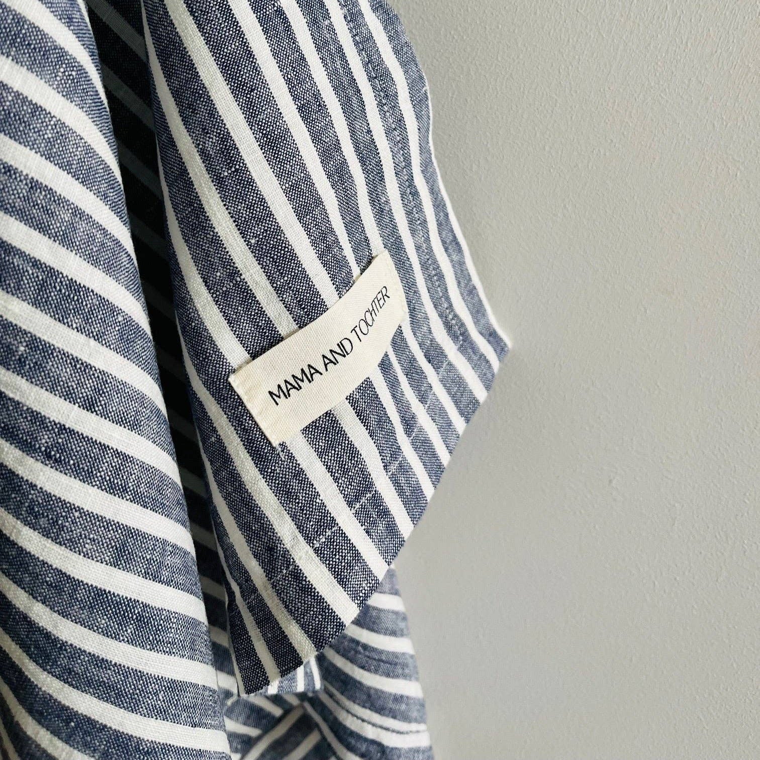 Pure French Linen Tea Towel - Blue Ticking Mama and Tochter
