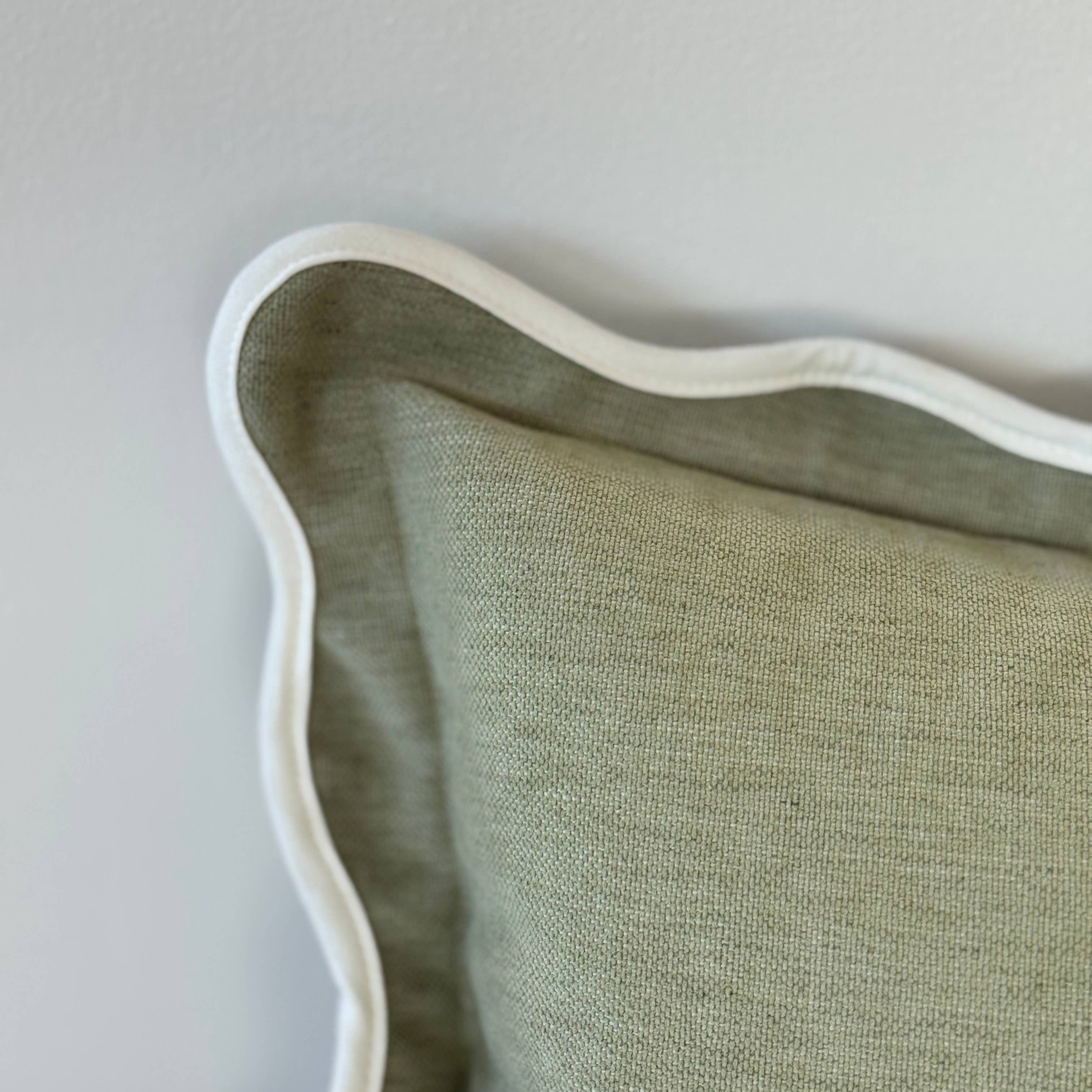 Chloe Sage Scalloped Edge Cushion 50x30 Ellenvale Trade