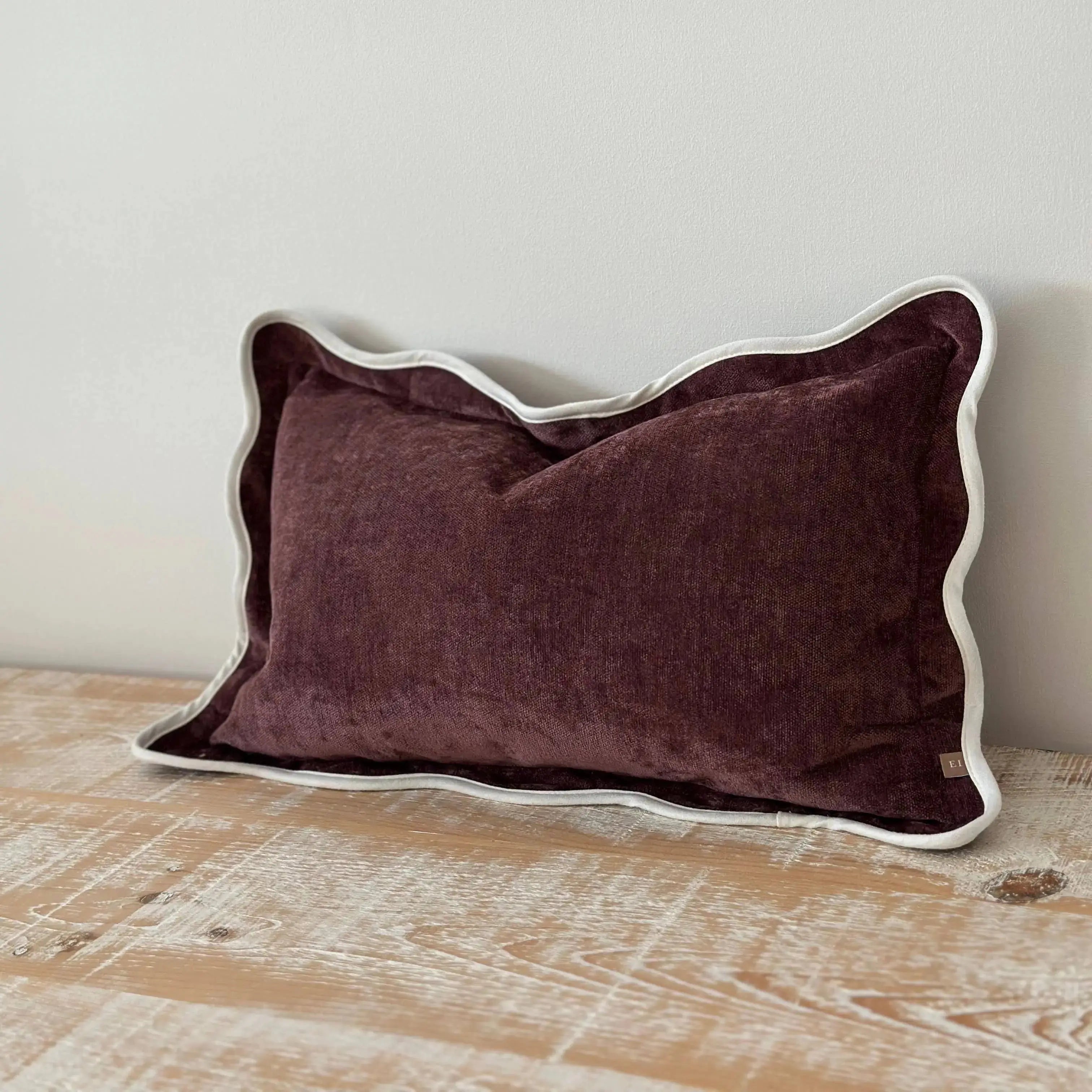 Chloe Plum Scalloped Edge Cushion Cover - 50x30cm Ellenvale Trade