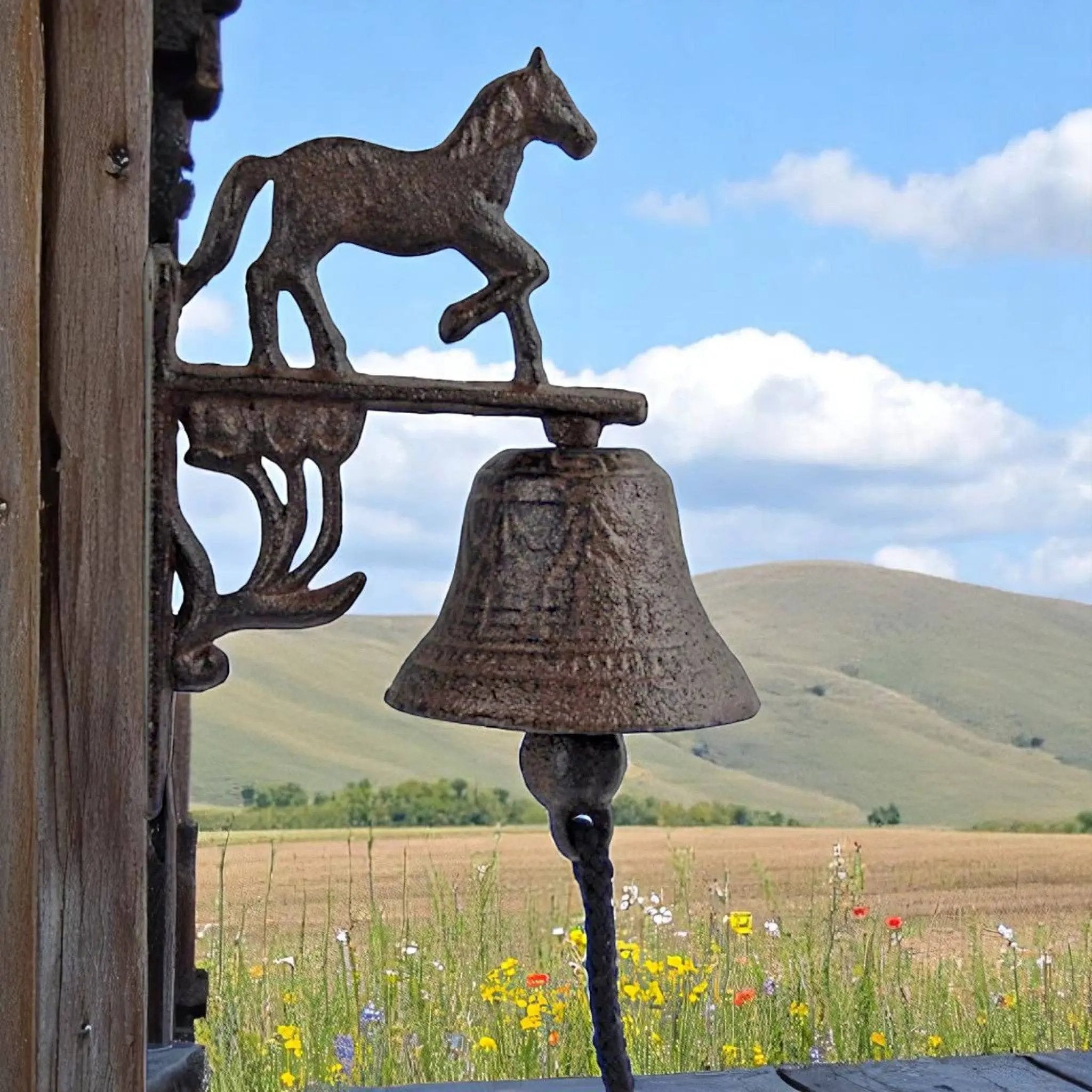 Cast Iron Horse Doorbell – Rustic Wall Bell & Equestrian Decor