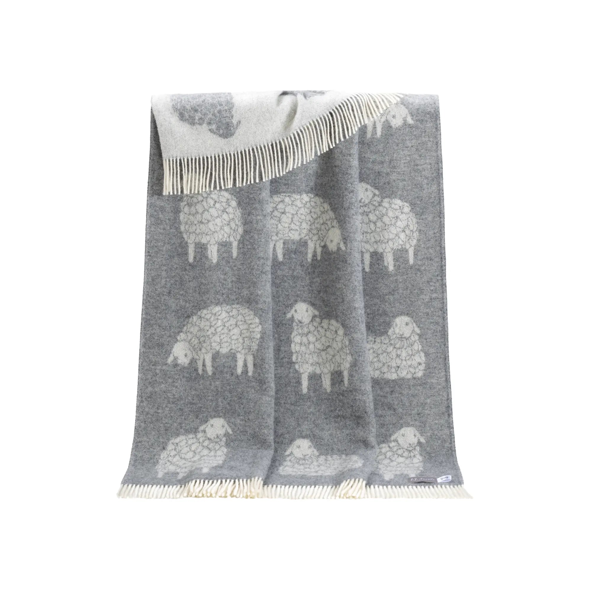 Sheep Mima Soft Grey Pure Wool Throw JJ Textile