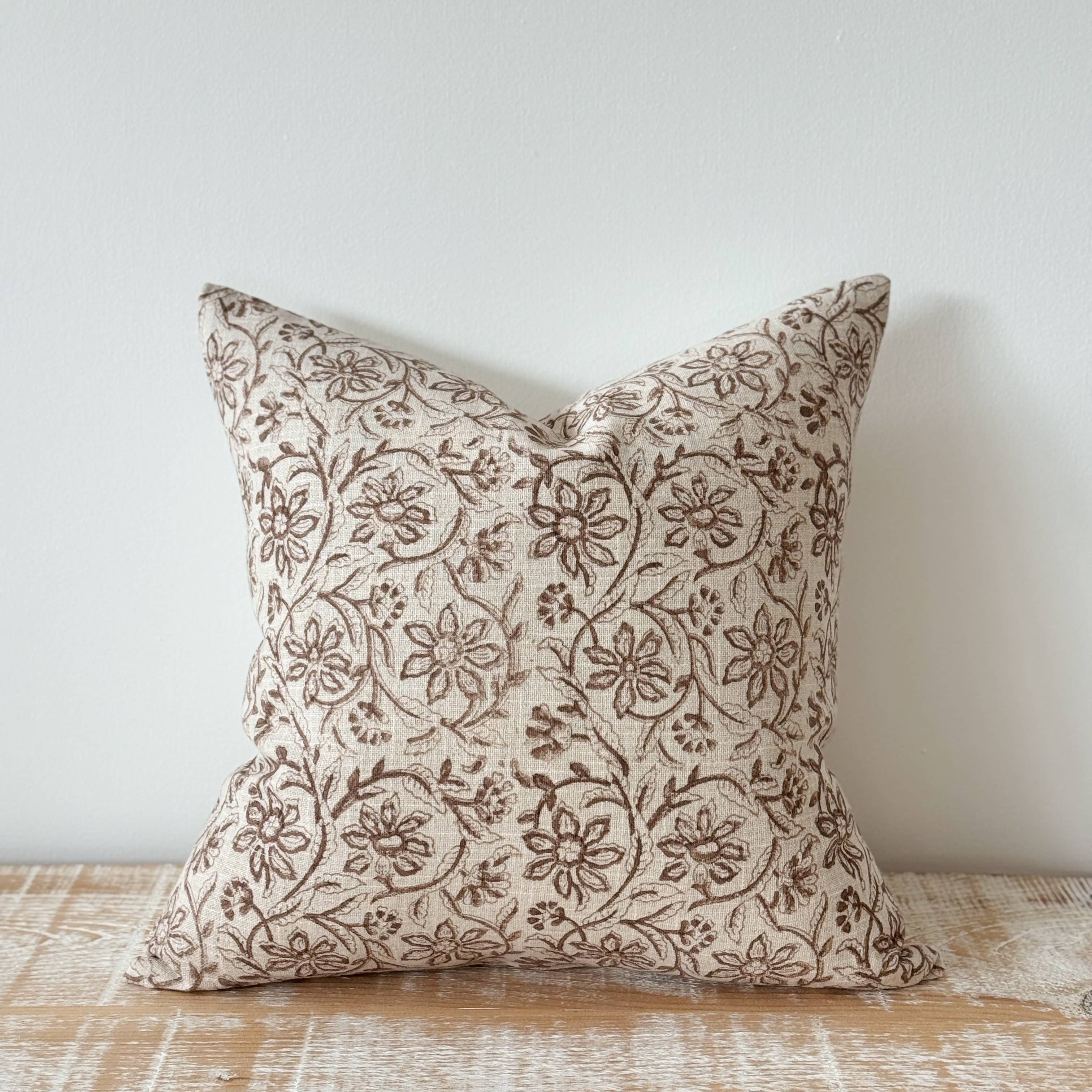 Ivy Brown Print Cushion Cover 45 x 45 - 100% Cotton Cover Ellenvale Trade
