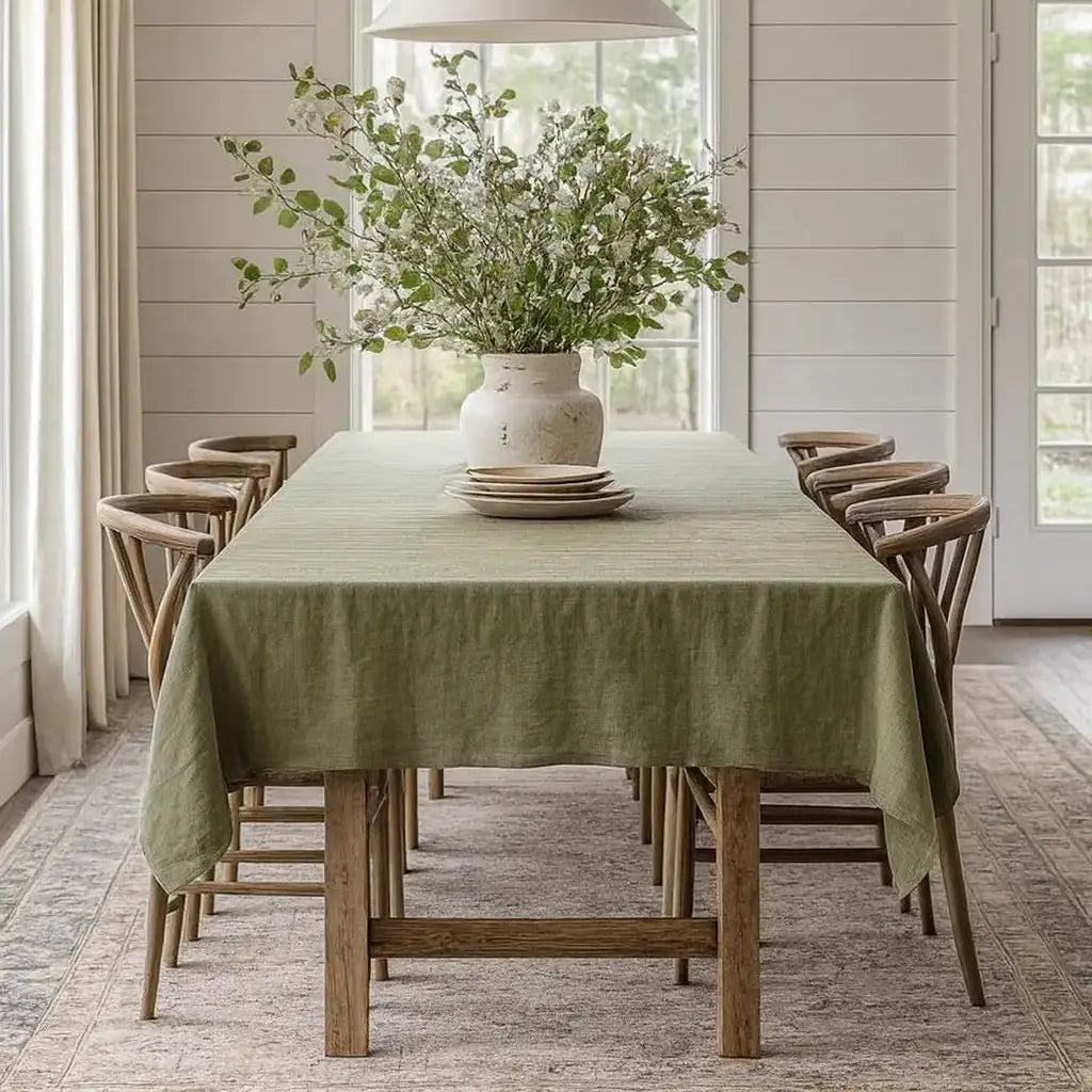 Pure Linen Tablecloth 150 x 180 cm - Olive Mama and Tochter