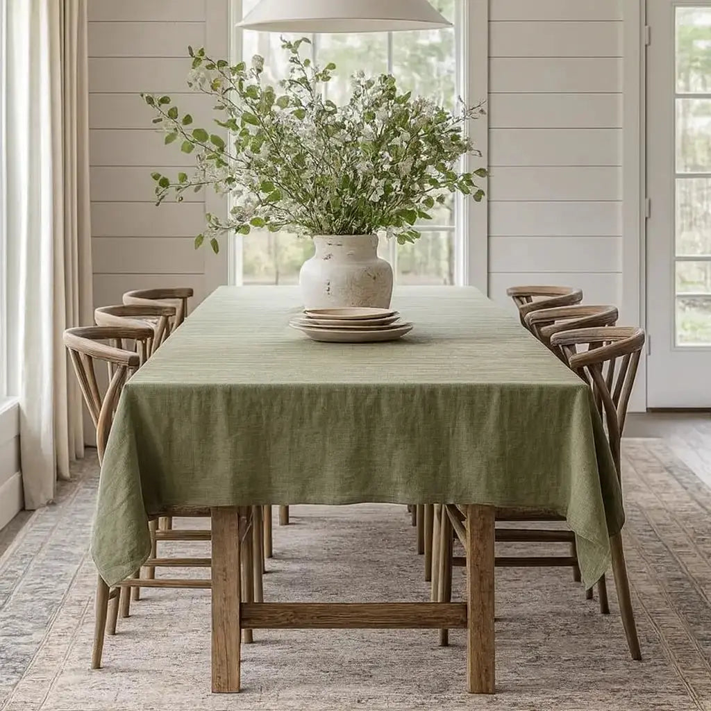 Pure Linen Tablecloth 210 x 240 cm - Olive Mama and Tochter