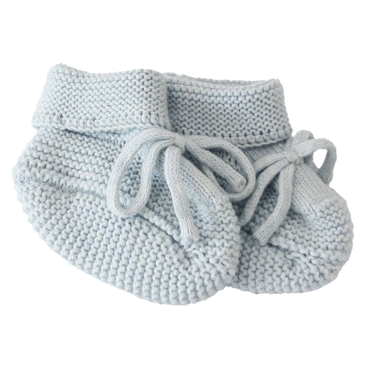 Knit Baby Booties – Blue (0–6 Months)