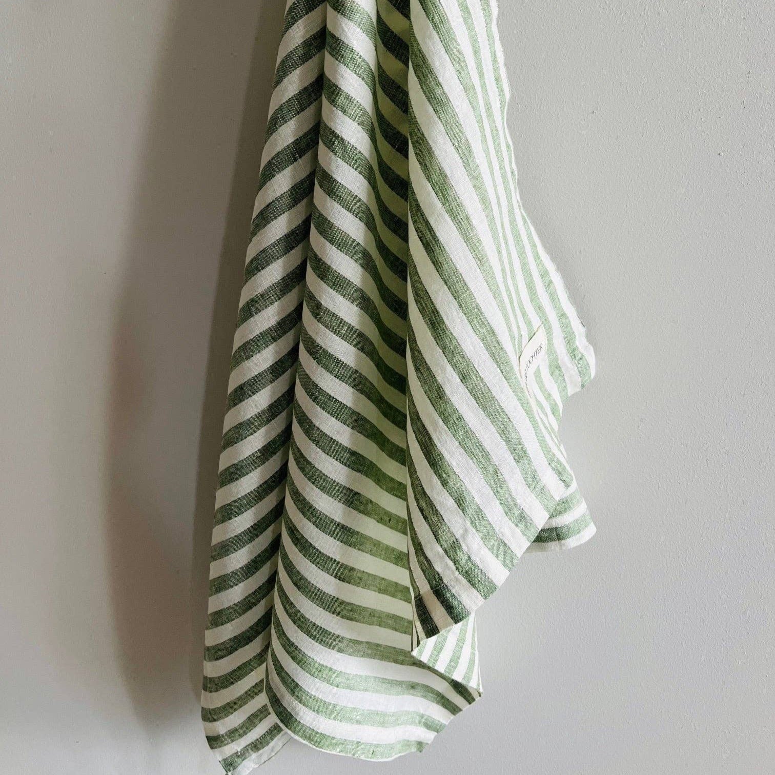 Pure French Linen Tea Towel - Celtic Green Stripe Mama and Tochter