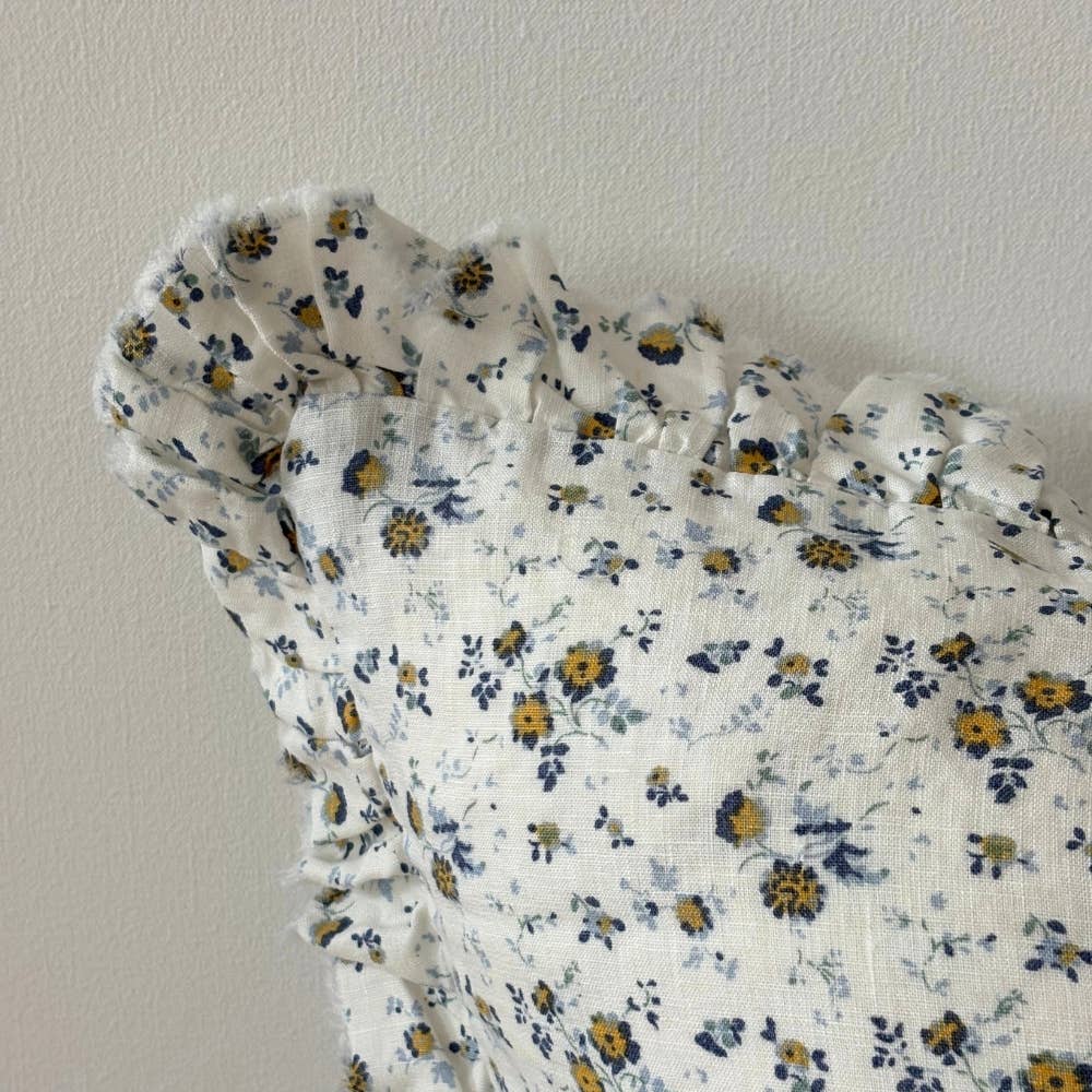 Hallie Blue Ditsy Floral Ruffle Cushion Cover – 45 × 45 cm