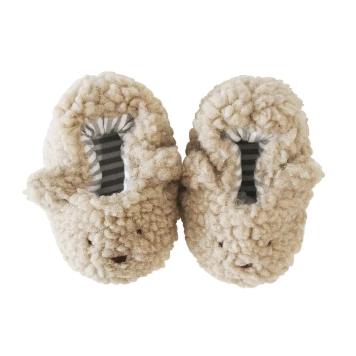 Sherpa Bear Baby Booties – Oatmeal (0–6 Months)