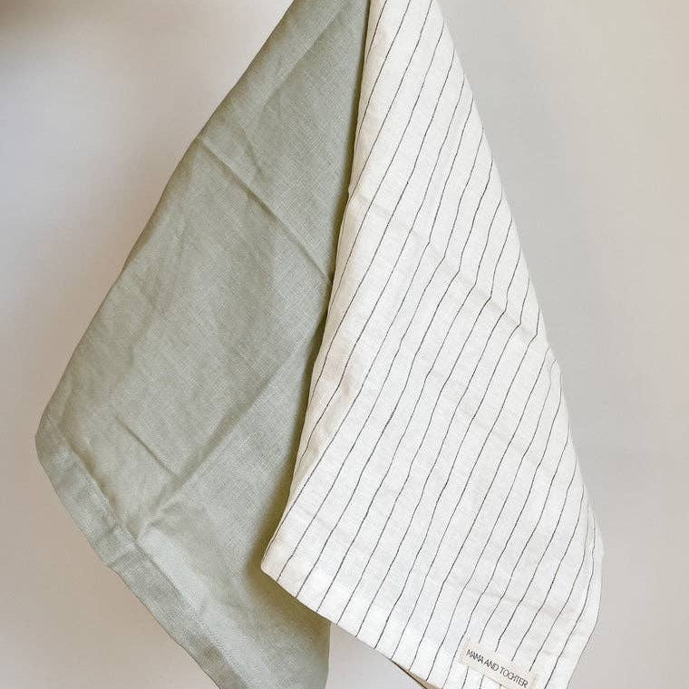 Pure French Linen Tea Towel - Pistachio Mama and Tochter