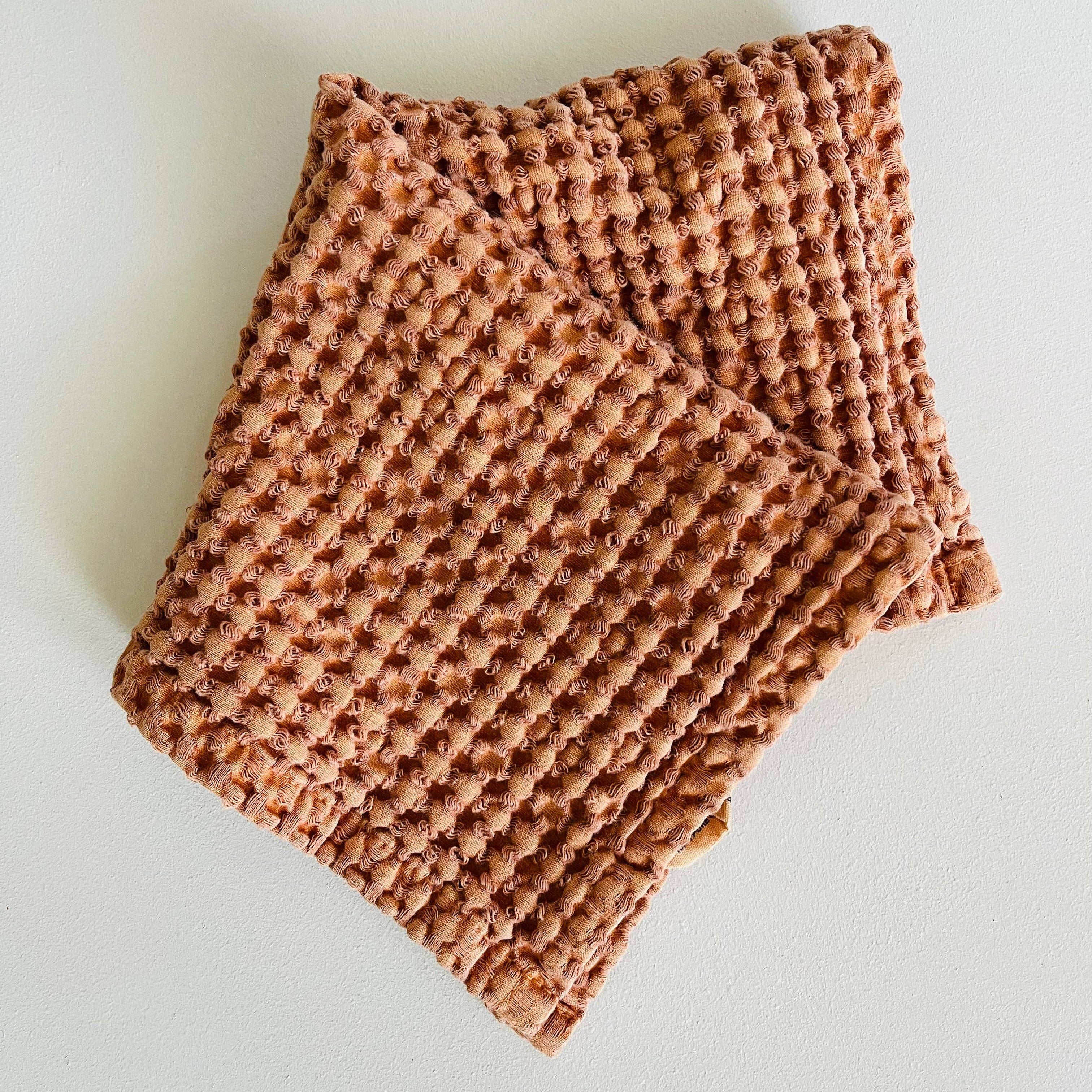 100% Organic Cotton Rustic Waffle Face Cloth - Terracotta Mama and Tochter