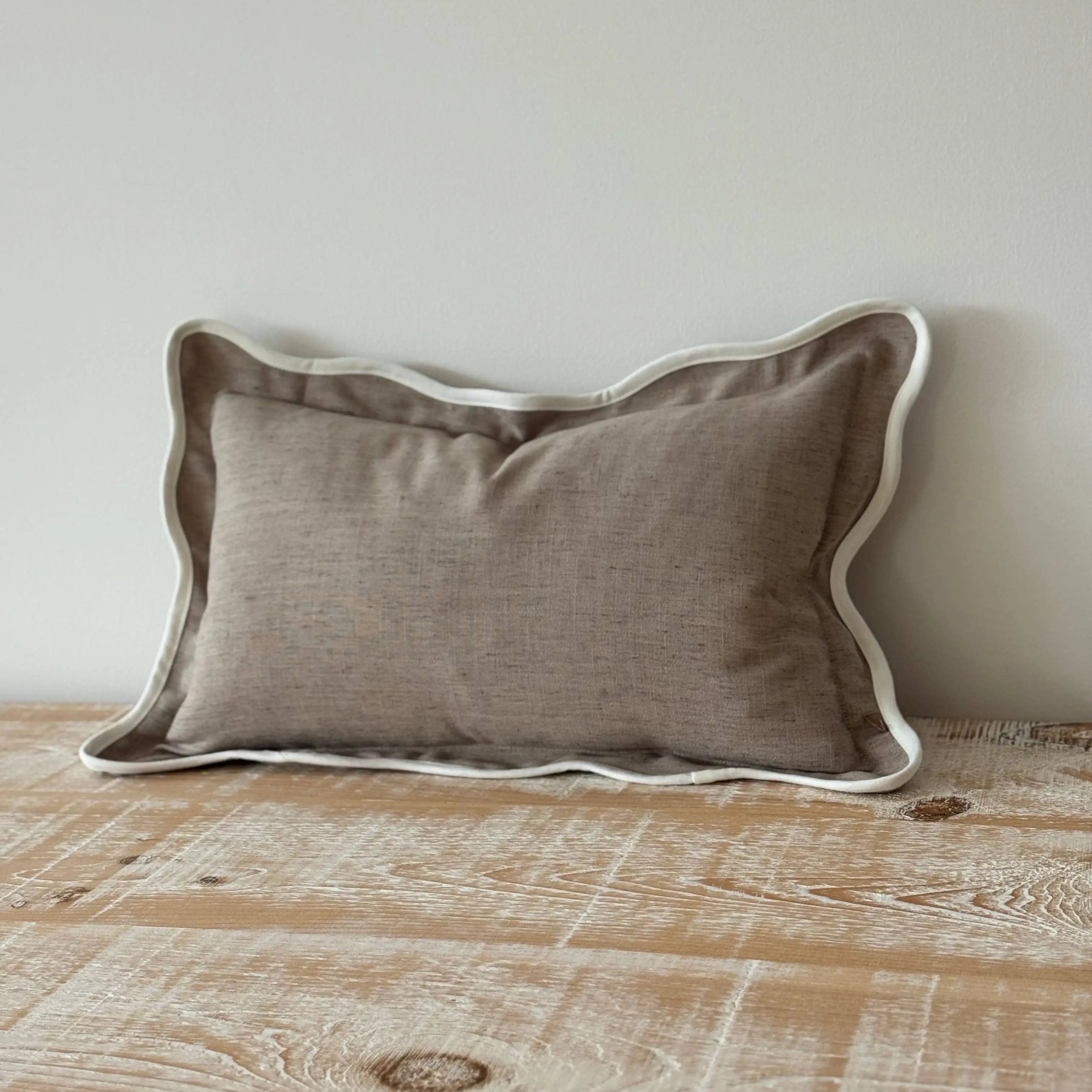 Chloe Greige Scalloped Edge Cushion Cover 50x30 Ellenvale Trade