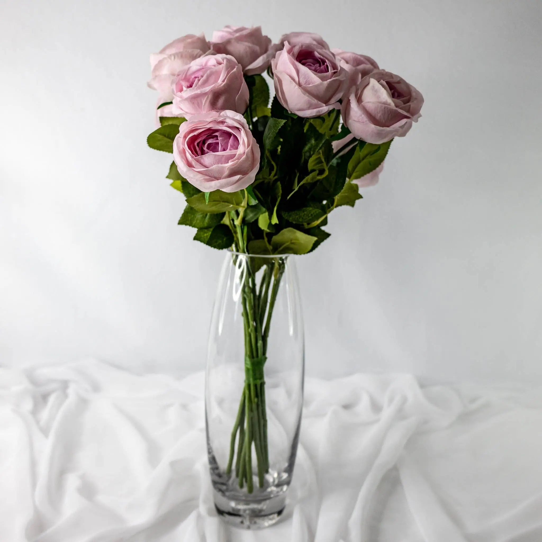 Vintage Lilac David Austin Real Touch Rose - Open Bud: Each Stem Realistic Artificial Flowers