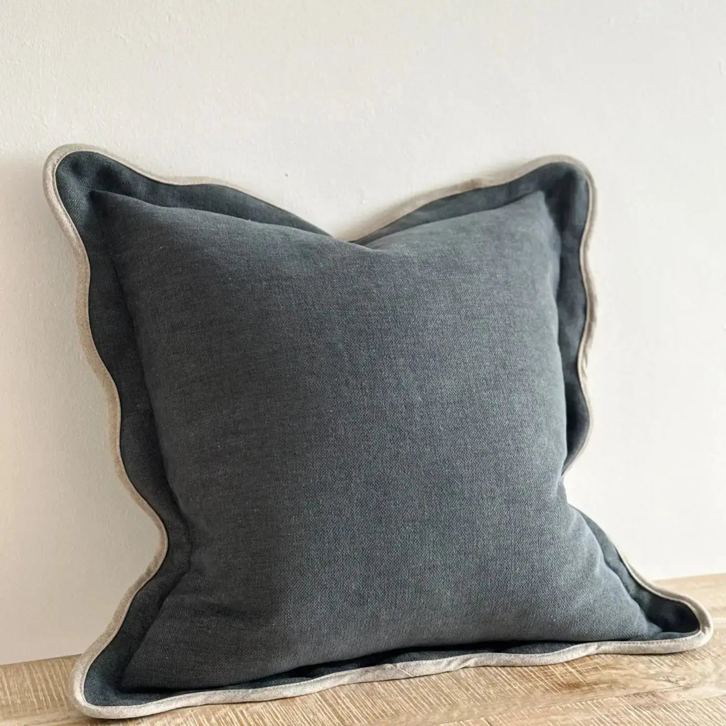 Chloe Navy Scalloped Edge Cushion Cover - 65x65 Ellenvale Trade