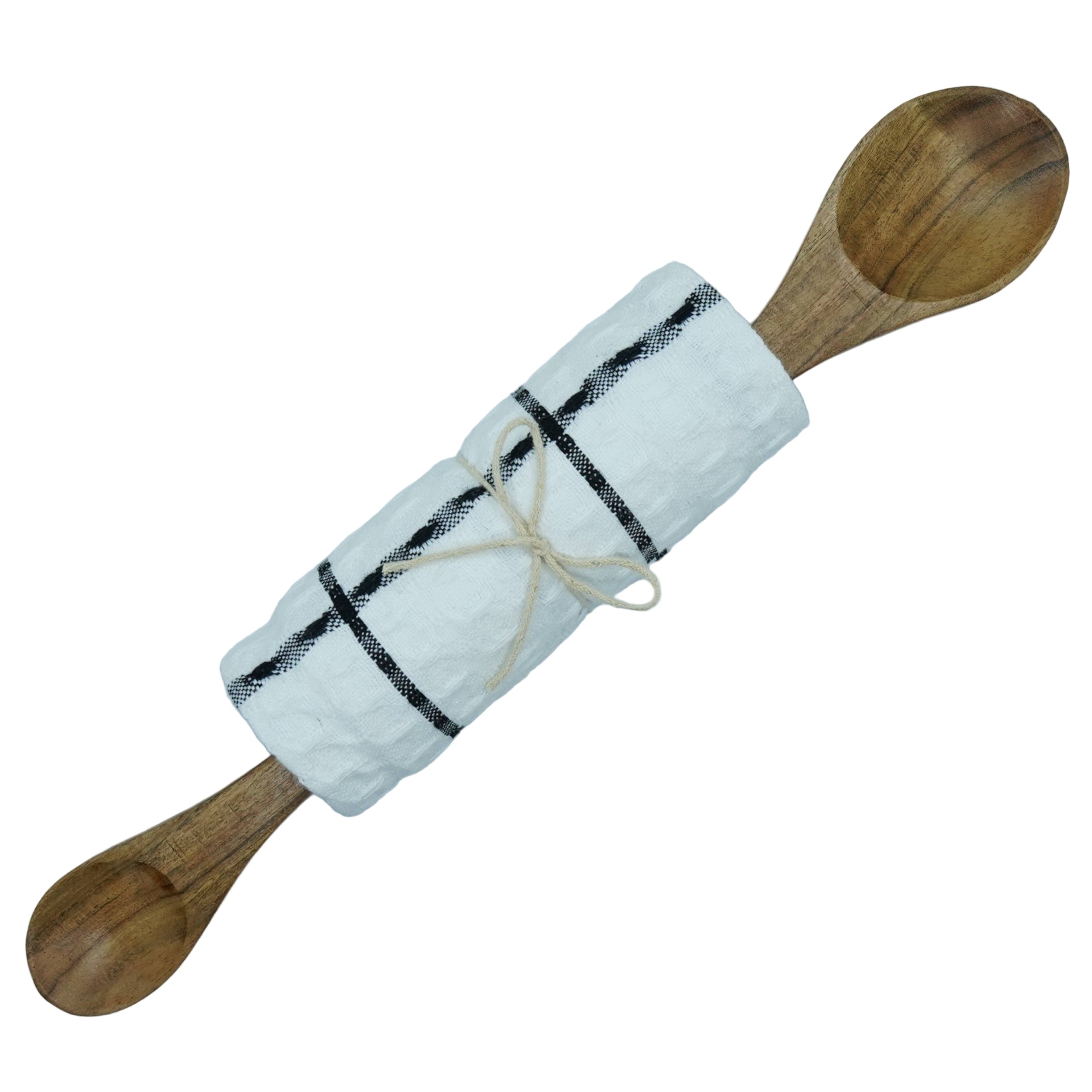 Waffle Kitchen towel with Double side Spoon: White Rich Home Linens