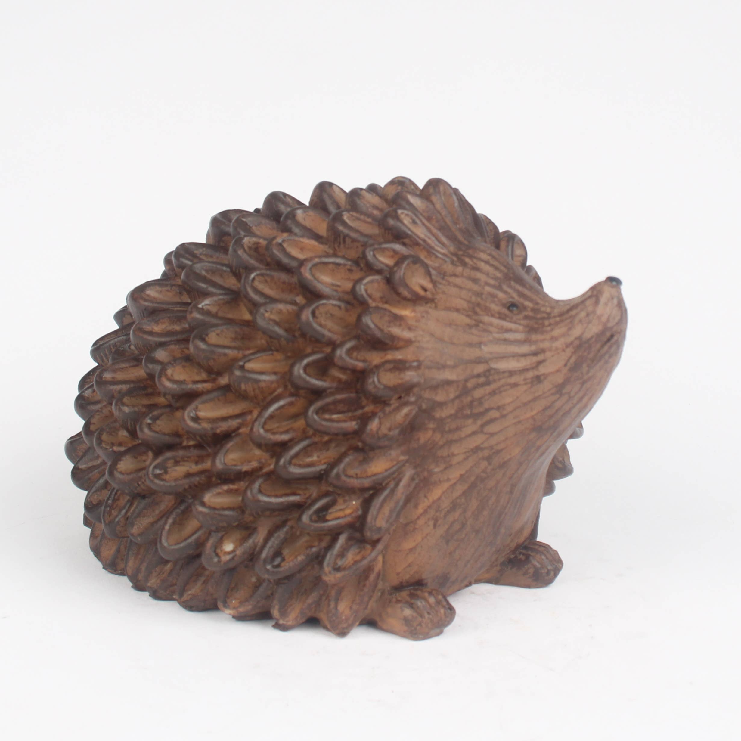 Rustic Carved-Effect Hedgehog Money Box & Ornament