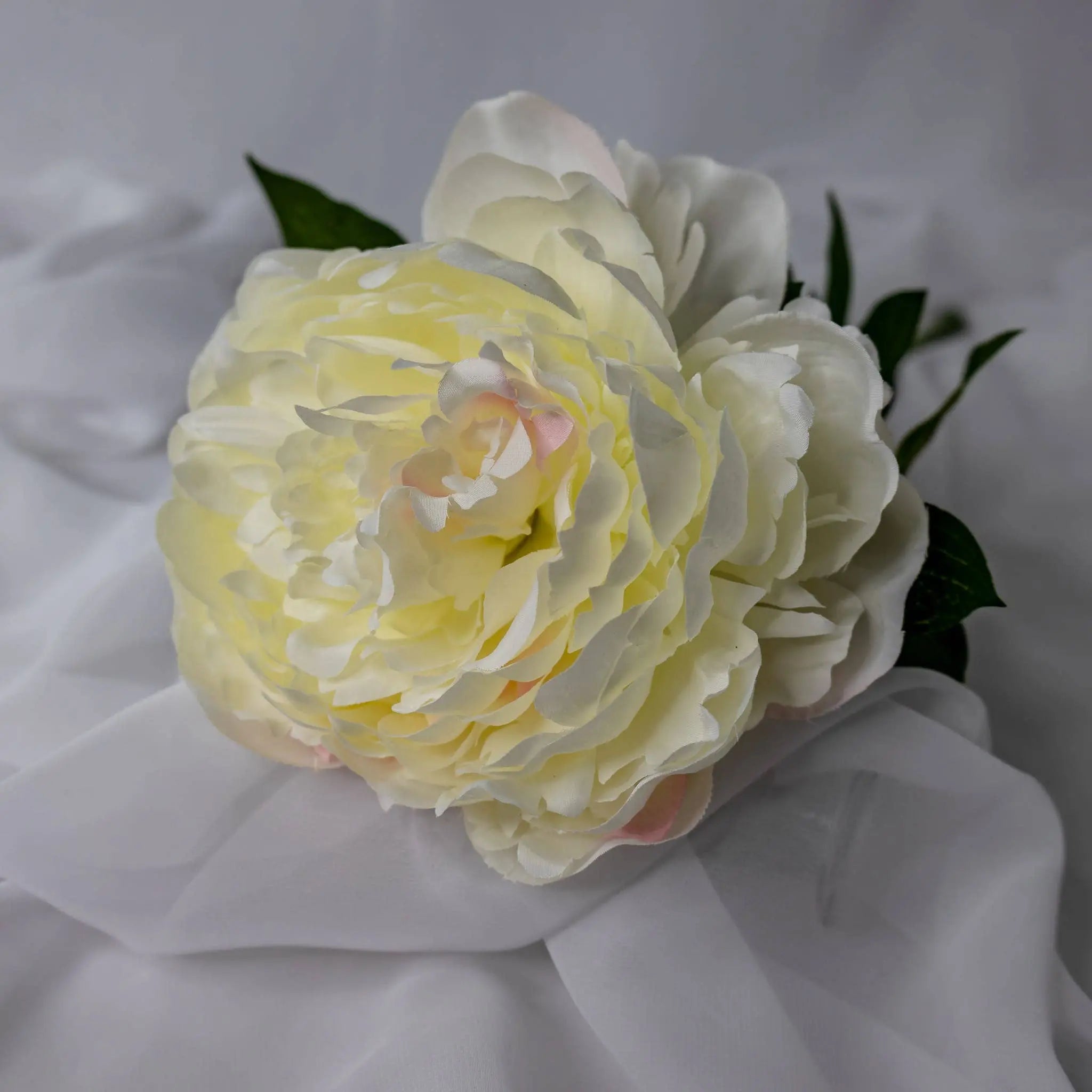 White Peony Bloom Large - Realistic Artificial Flowers: Single Stem Realistic Artificial Flowers